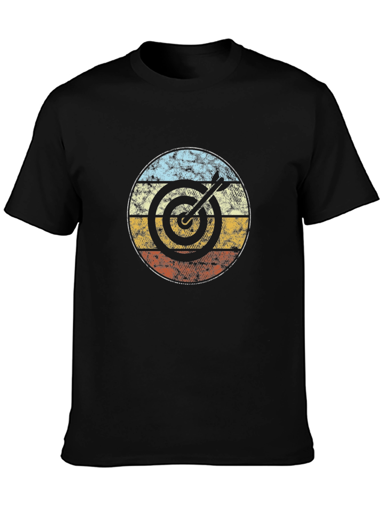 Black Retro Target T-Shirt - Bullseye Design view 3