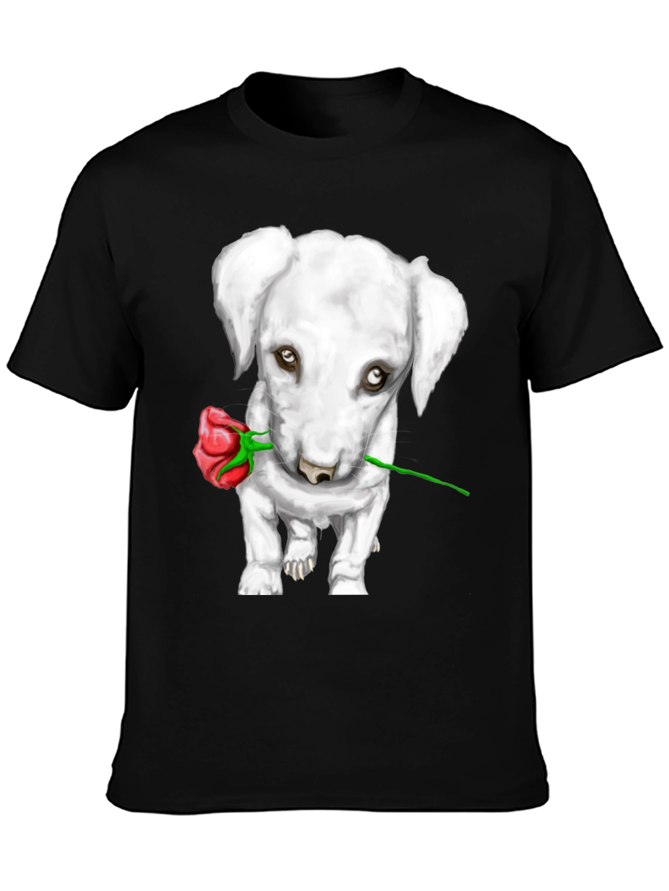 Black Dog with Rose Graphic Tee view 3