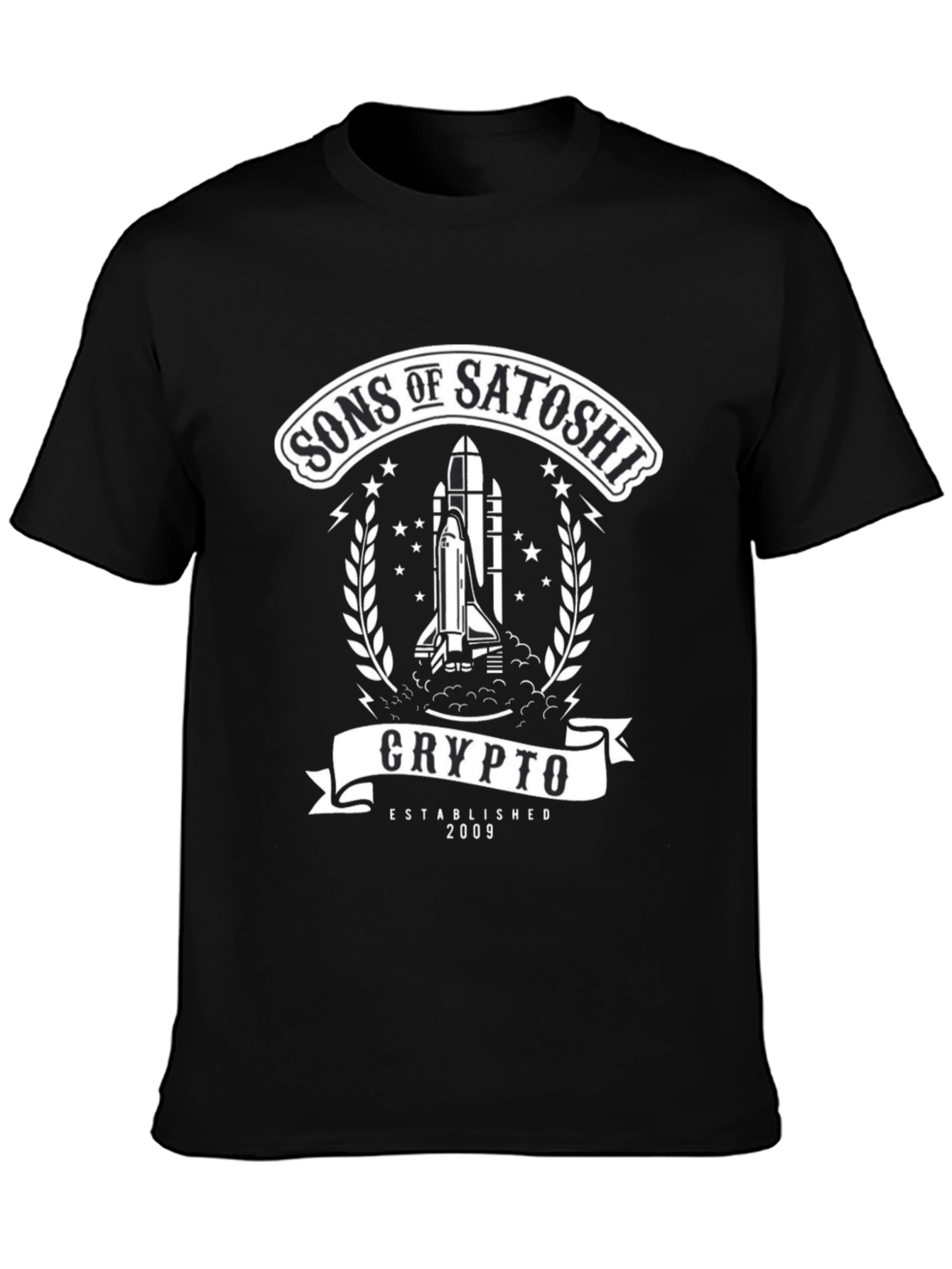 Black Sons of Satoshi Crypto T-Shirt - Established 2009 view 3