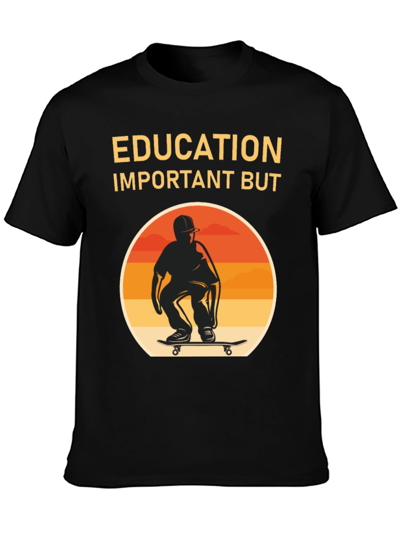 Black Education Important Skateboarder Graphic Tee view 3