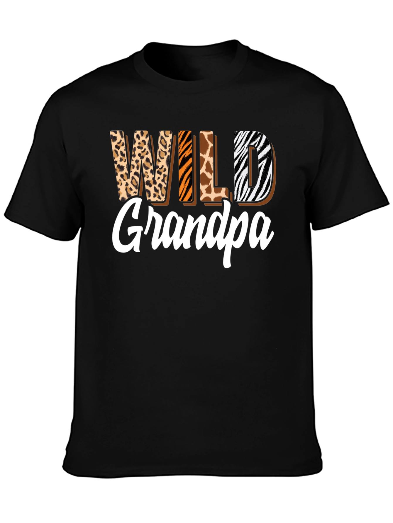 Black Wild Grandpa Animal Print T-Shirt view 3