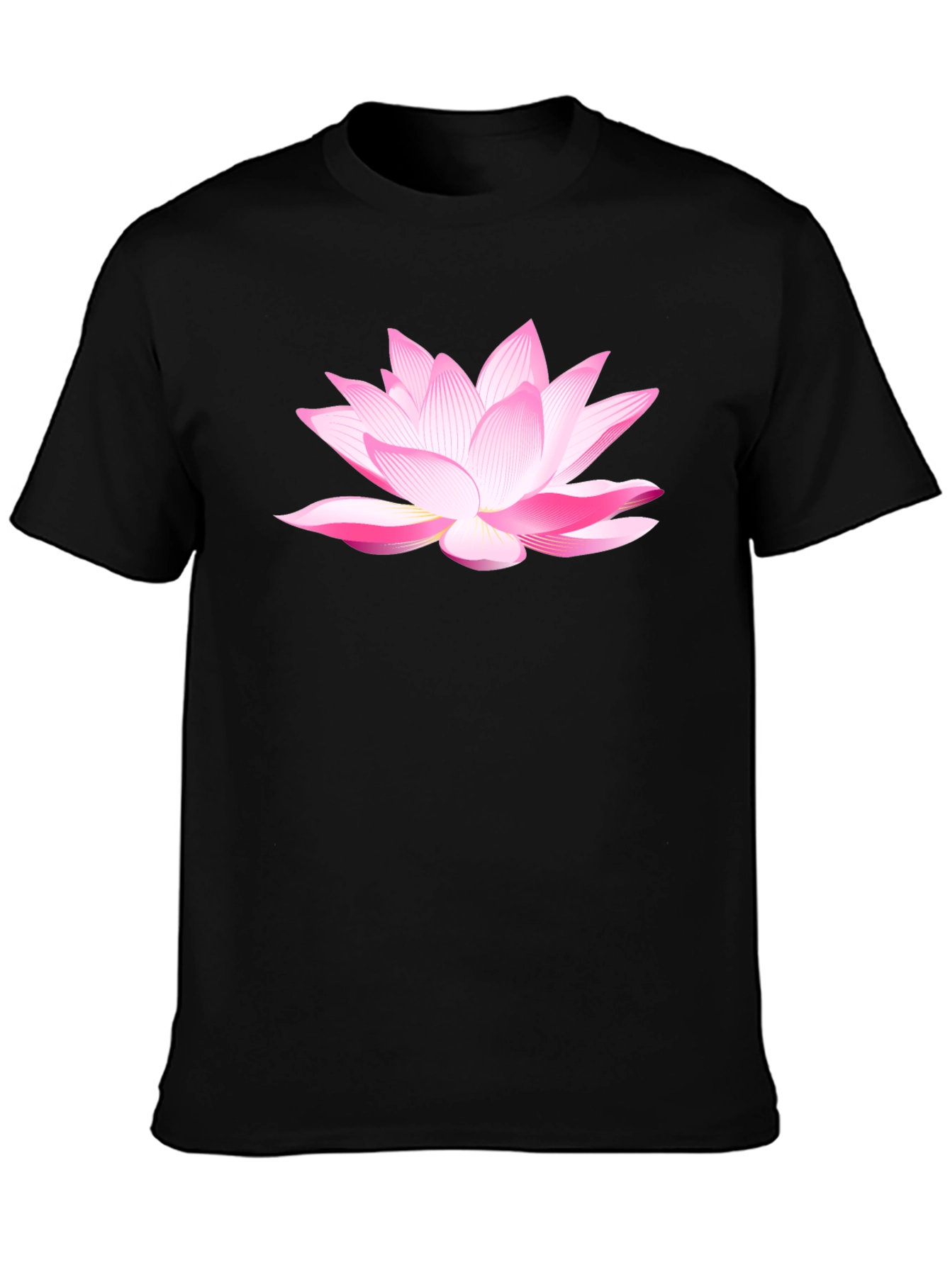 Black Lotus Flower Graphic T-Shirt - Black Cotton Blend view 3