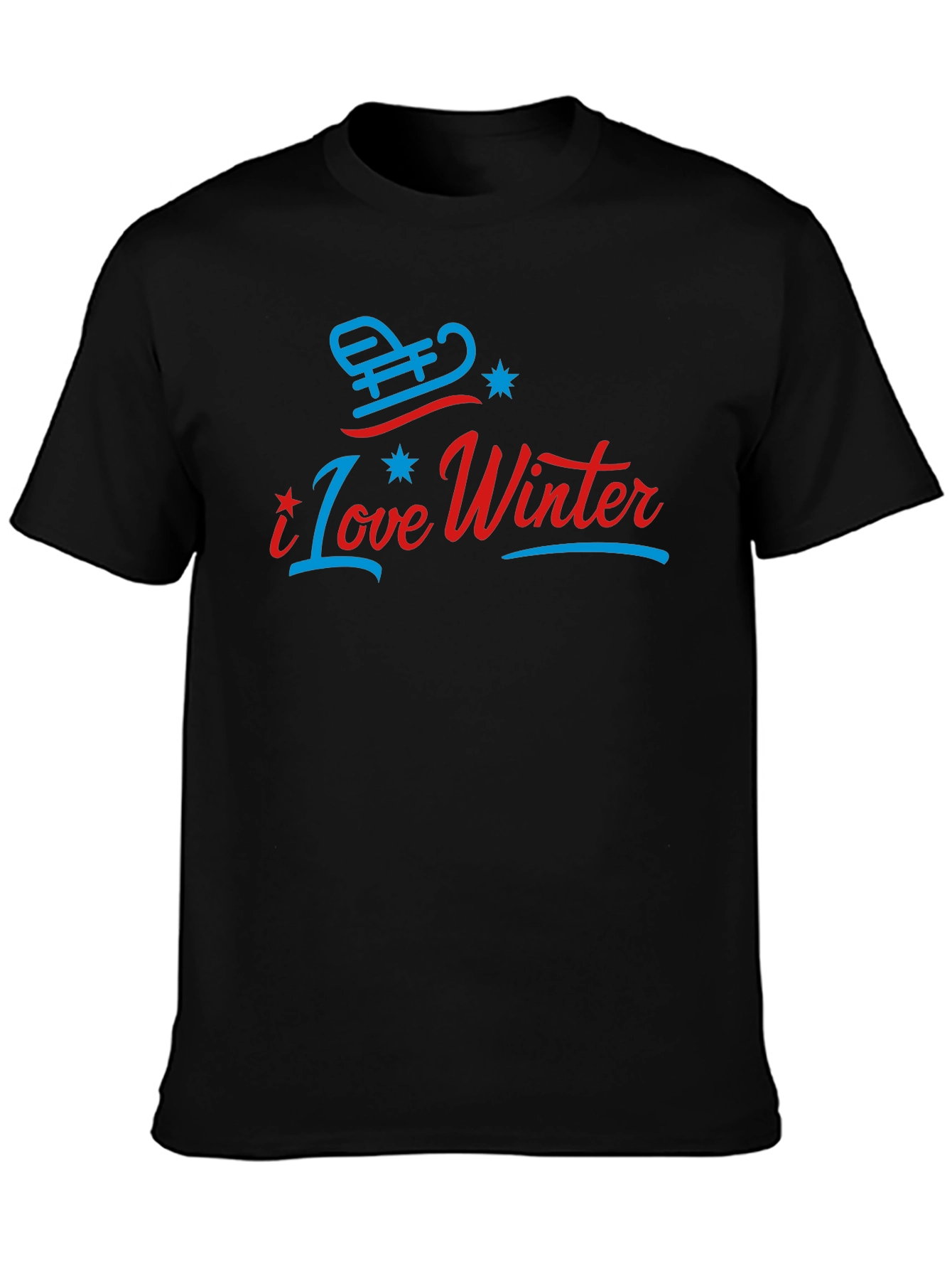 Black I Love Winter Graphic T-Shirt view 3