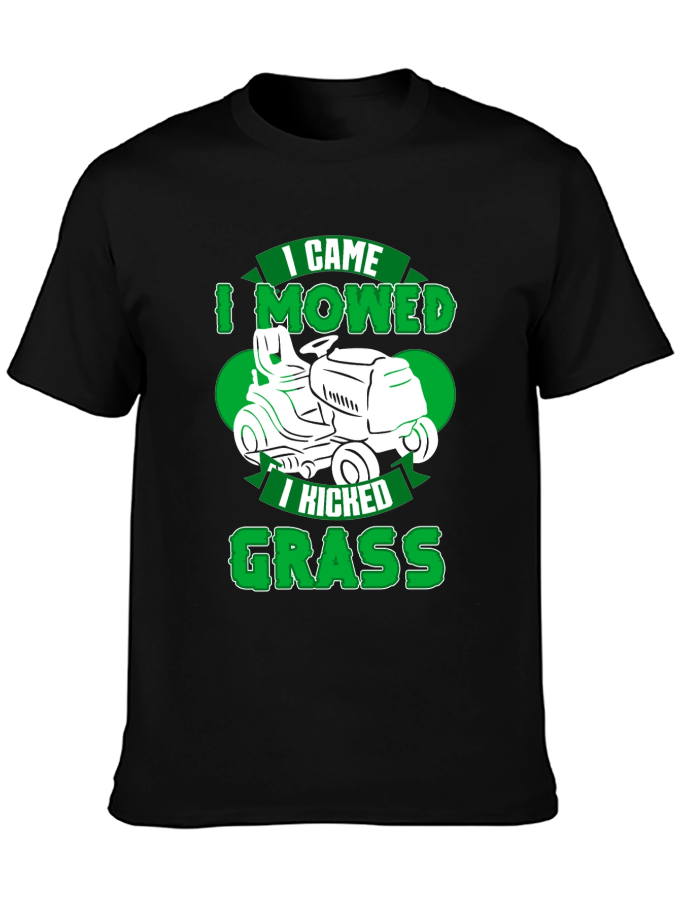 Black Funny Lawn Mowing T-Shirt - I Came, I Mowed, I Kicked Grass view 3