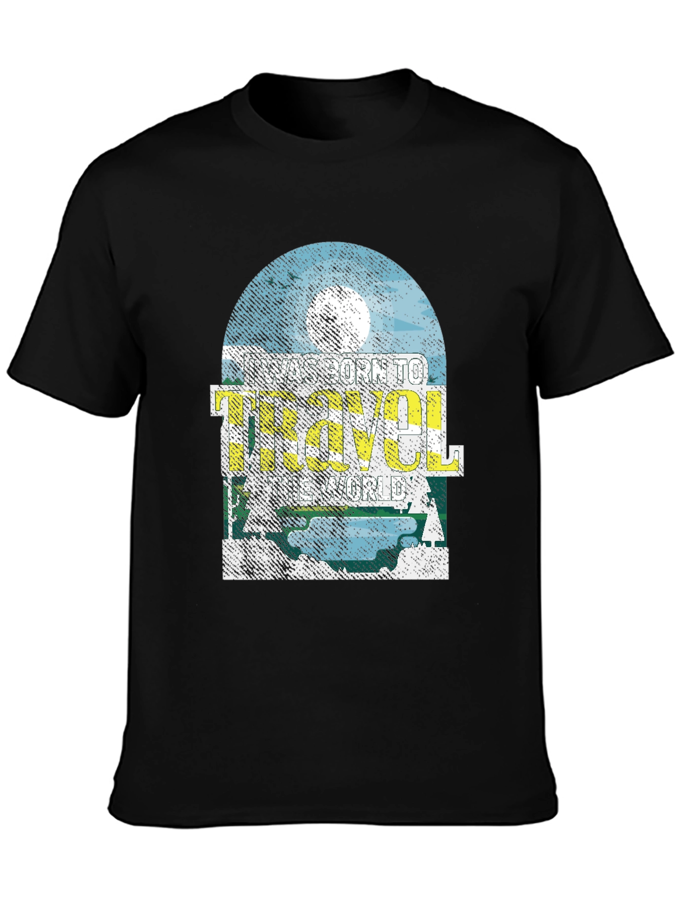 Black Born to Travel Worlds T-Shirt view 3