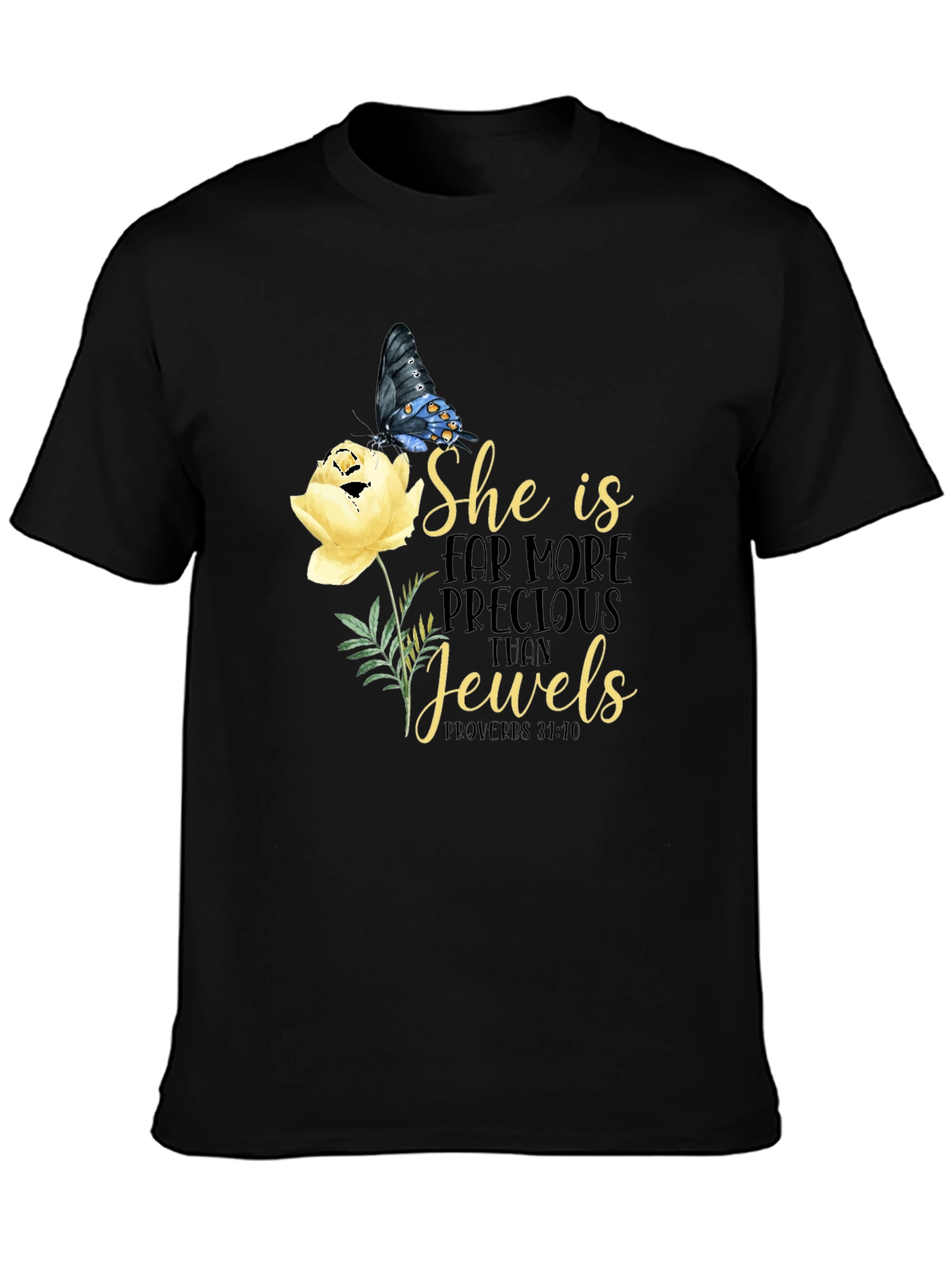 Black She is More Precious Than Jewels T-Shirt view 3