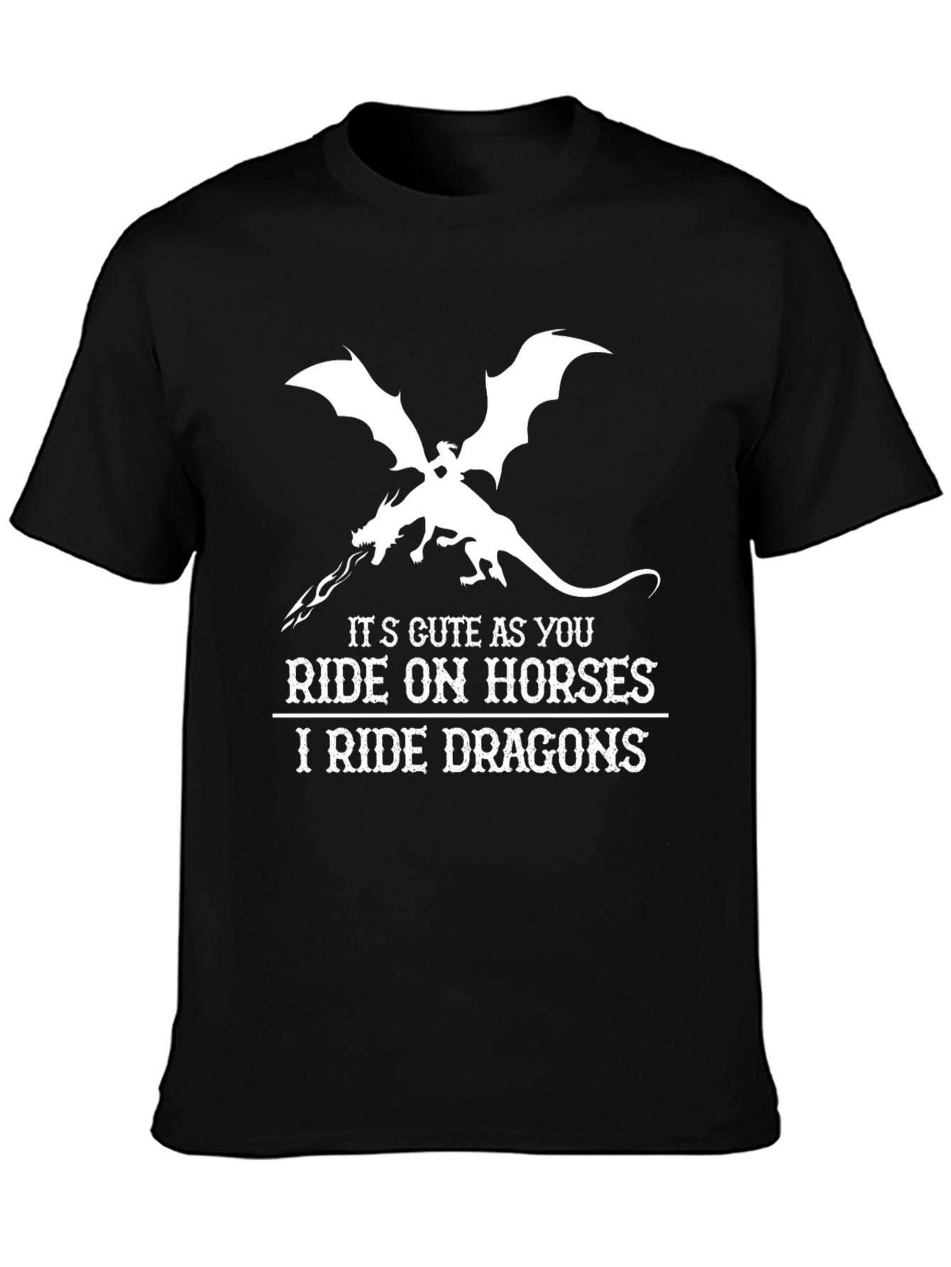 Black I Ride Dragons T-Shirt - Fantasy Graphic Tee view 3