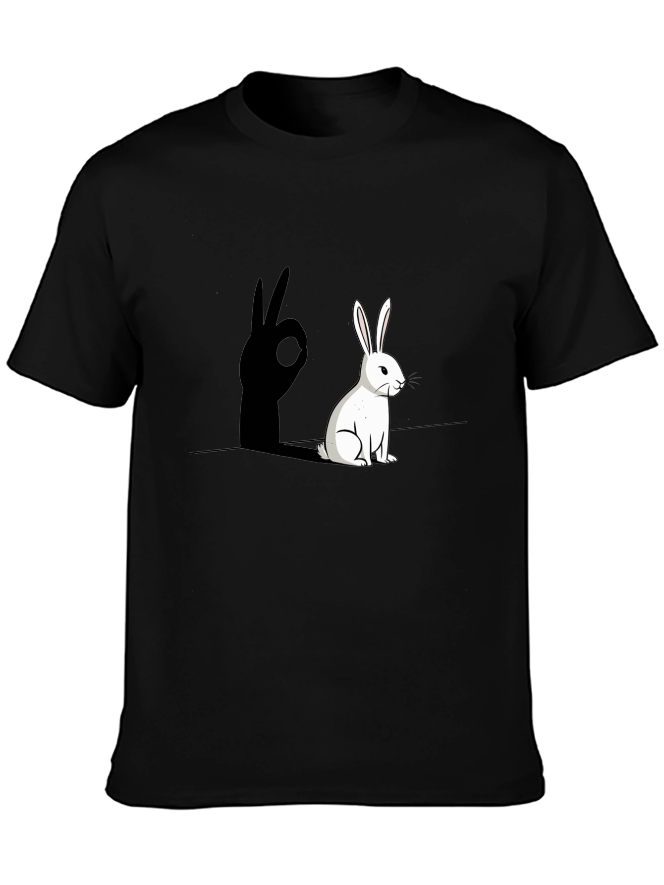 Black Rabbit Shadow Hand Sign Graphic Tee view 3