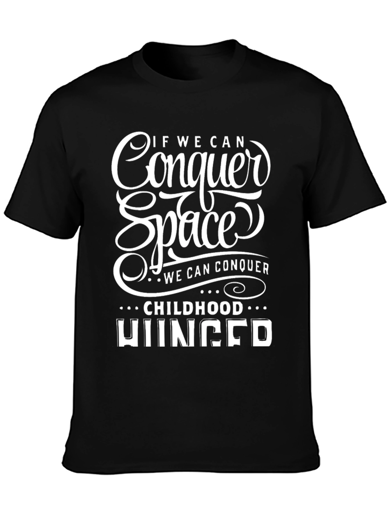 Black Conquer Space Black Graphic T-Shirt view 3