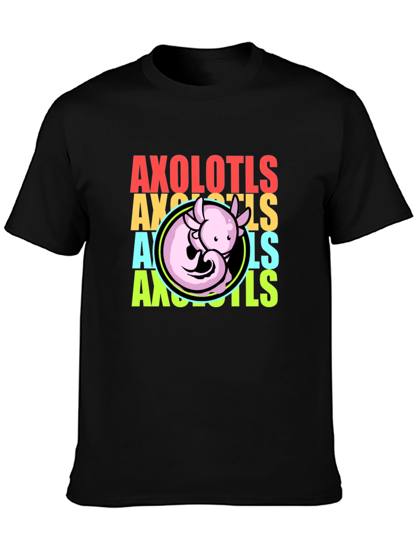 Black Axolotls Graphic Tee - Cool Amphibian T-Shirt view 3