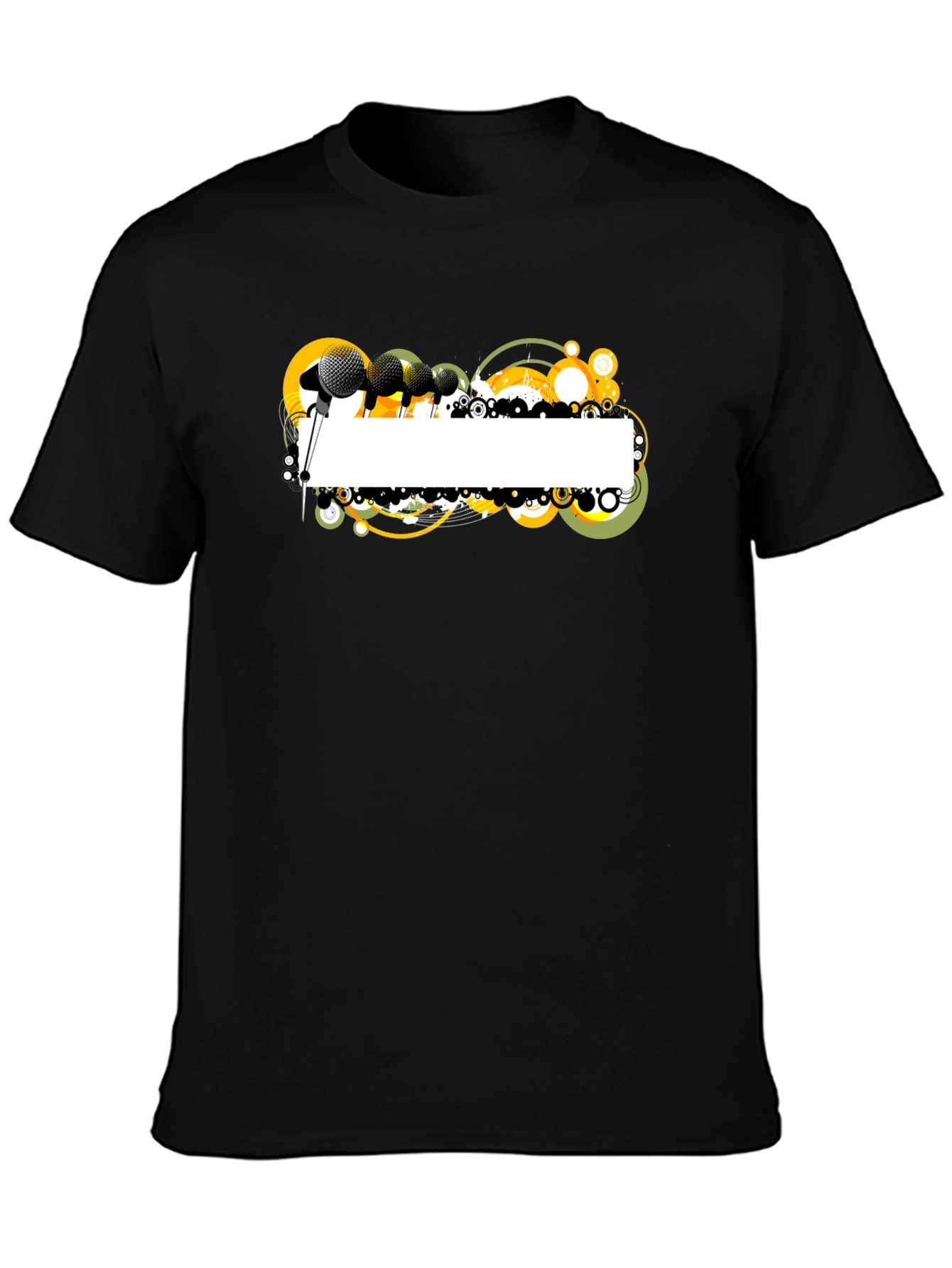 Black Black Graphic T-Shirt with Microphone Design view 3
