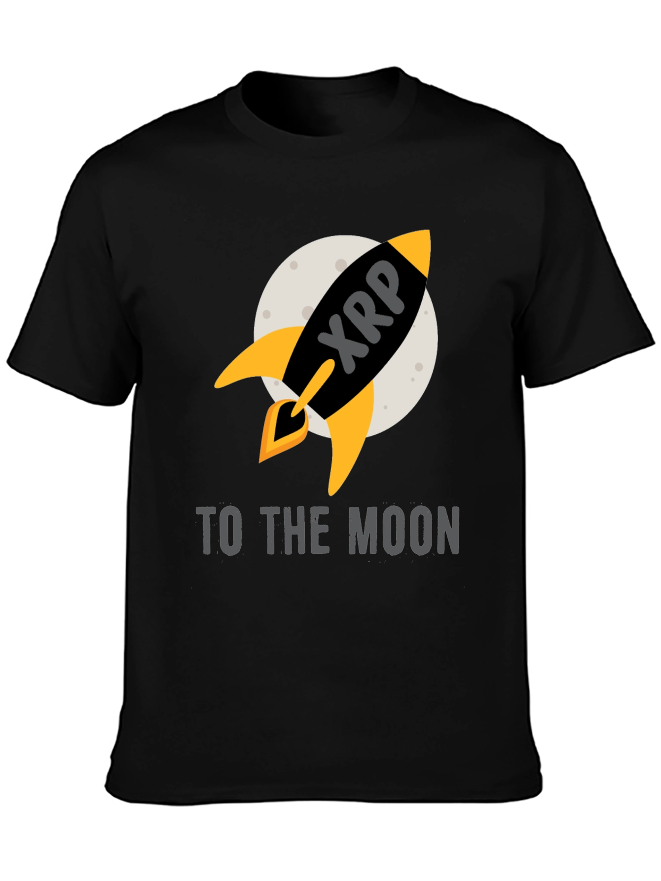 Black XRP Rocket to the Moon T-Shirt view 3