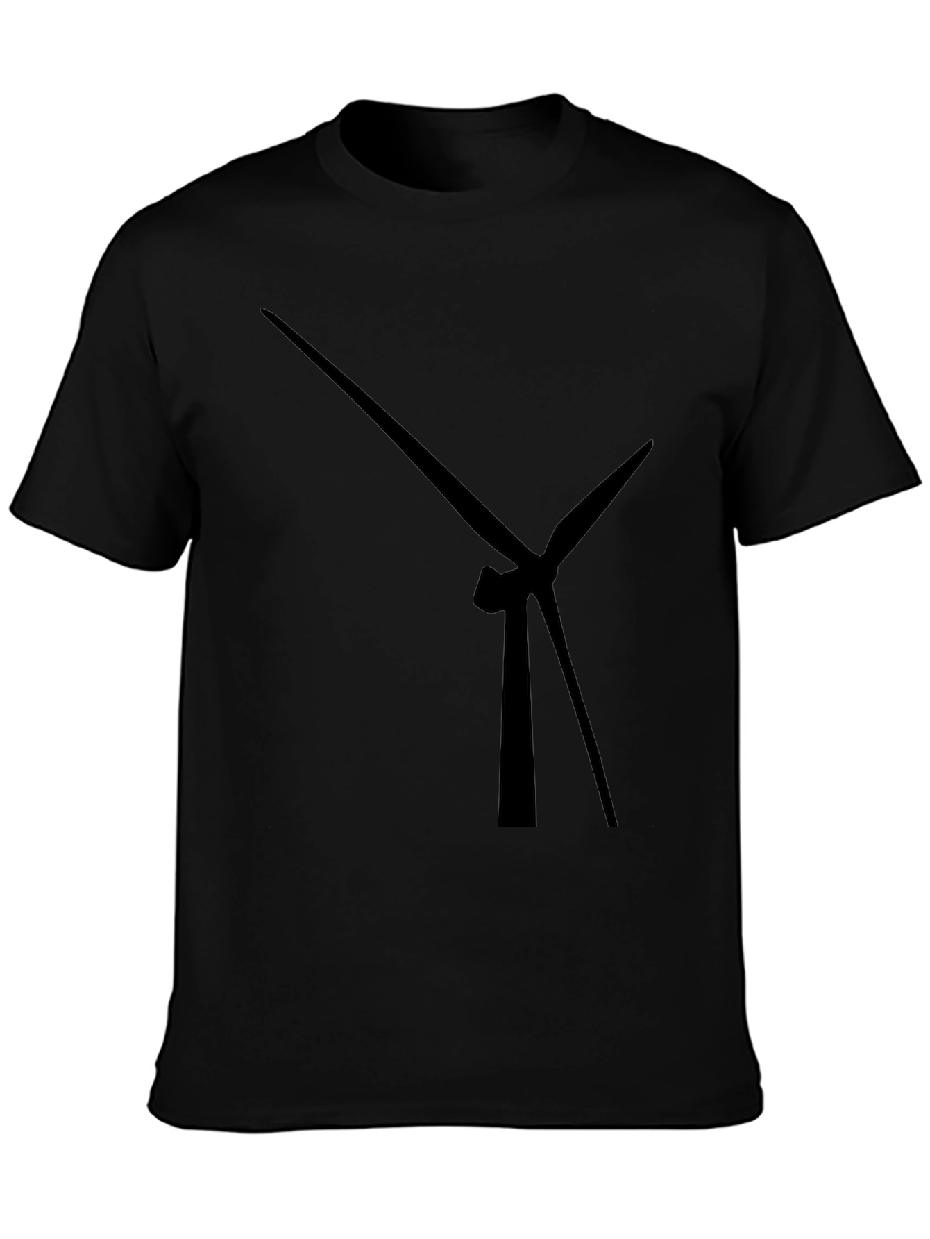 Black Modern Wind Turbine Graphic Black T-Shirt view 3