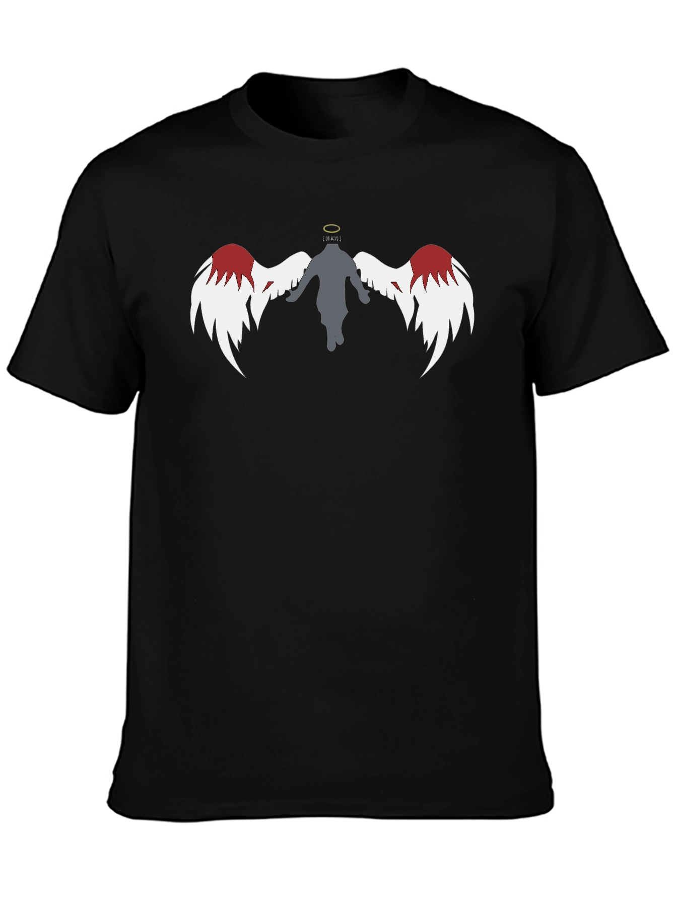 Black Angel Wings Graphic Print Black T-Shirt view 3
