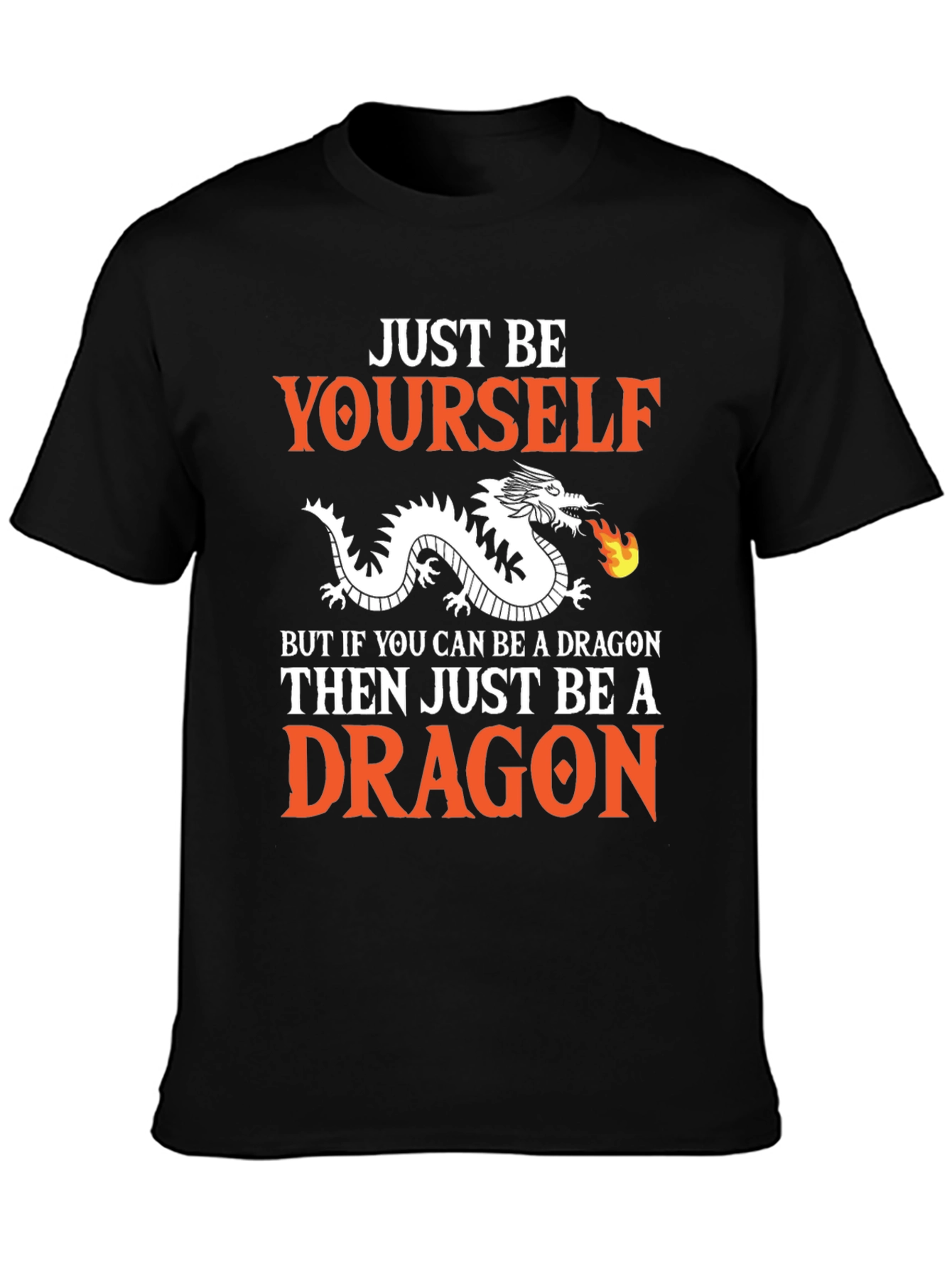 Black Just Be Yourself Dragon Graphic T-Shirt view 3