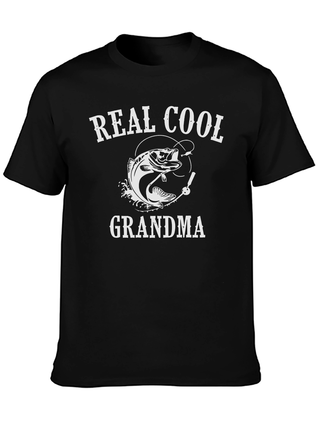 Black Real Cool Grandma Fishing T-Shirt view 3