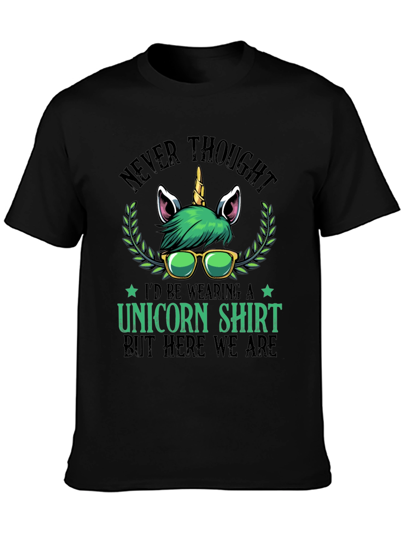 Black Never Thought Unicorn Shirt view 3