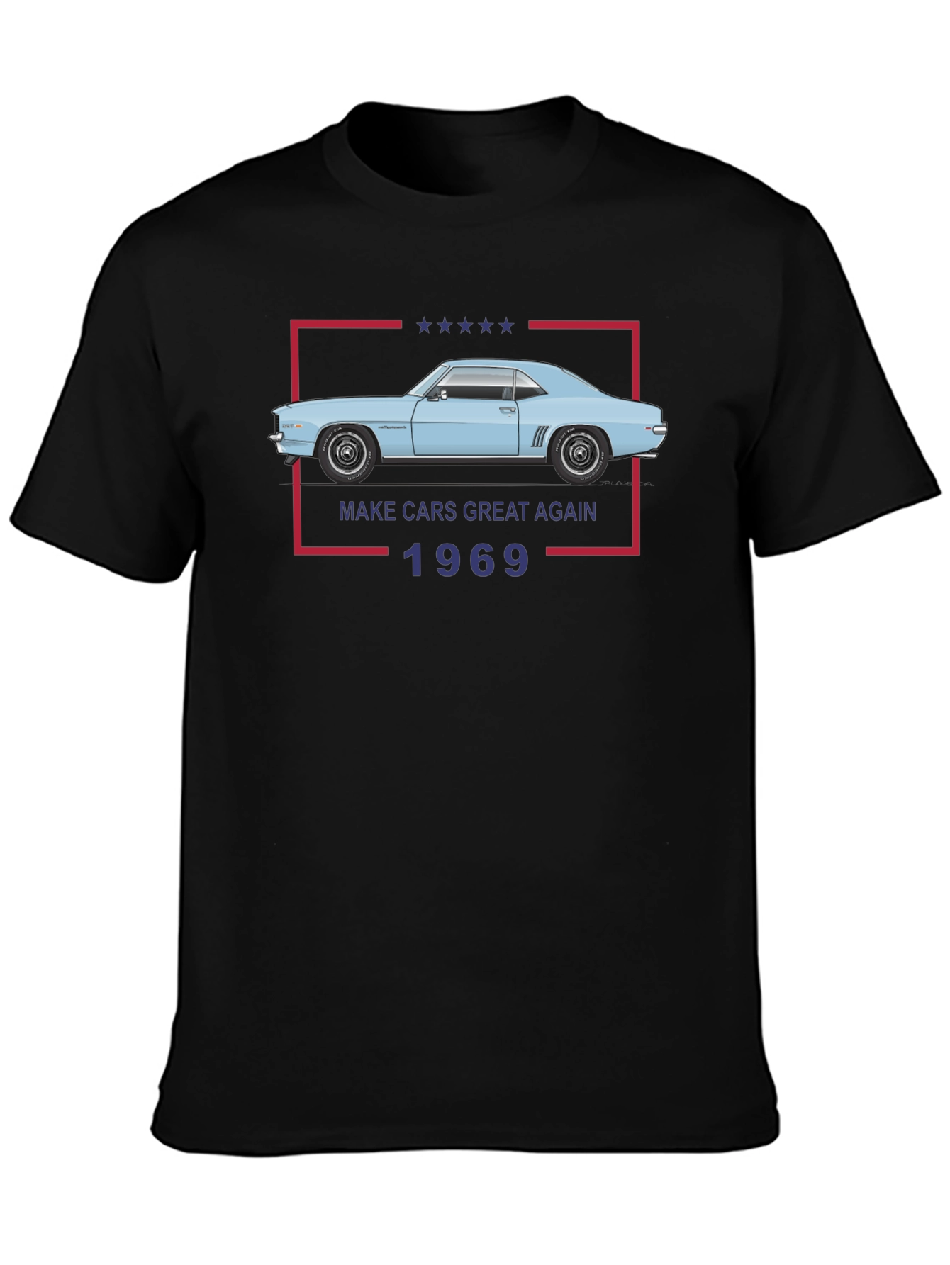 Black Make Cars Great Again 1969 Black T-Shirt view 3