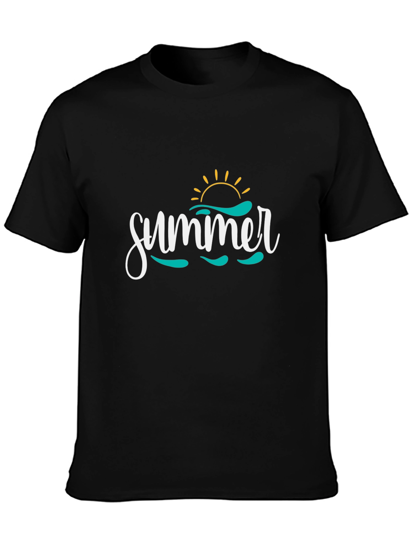 Black Summer Graphic Tee - Black Cotton Blend view 3