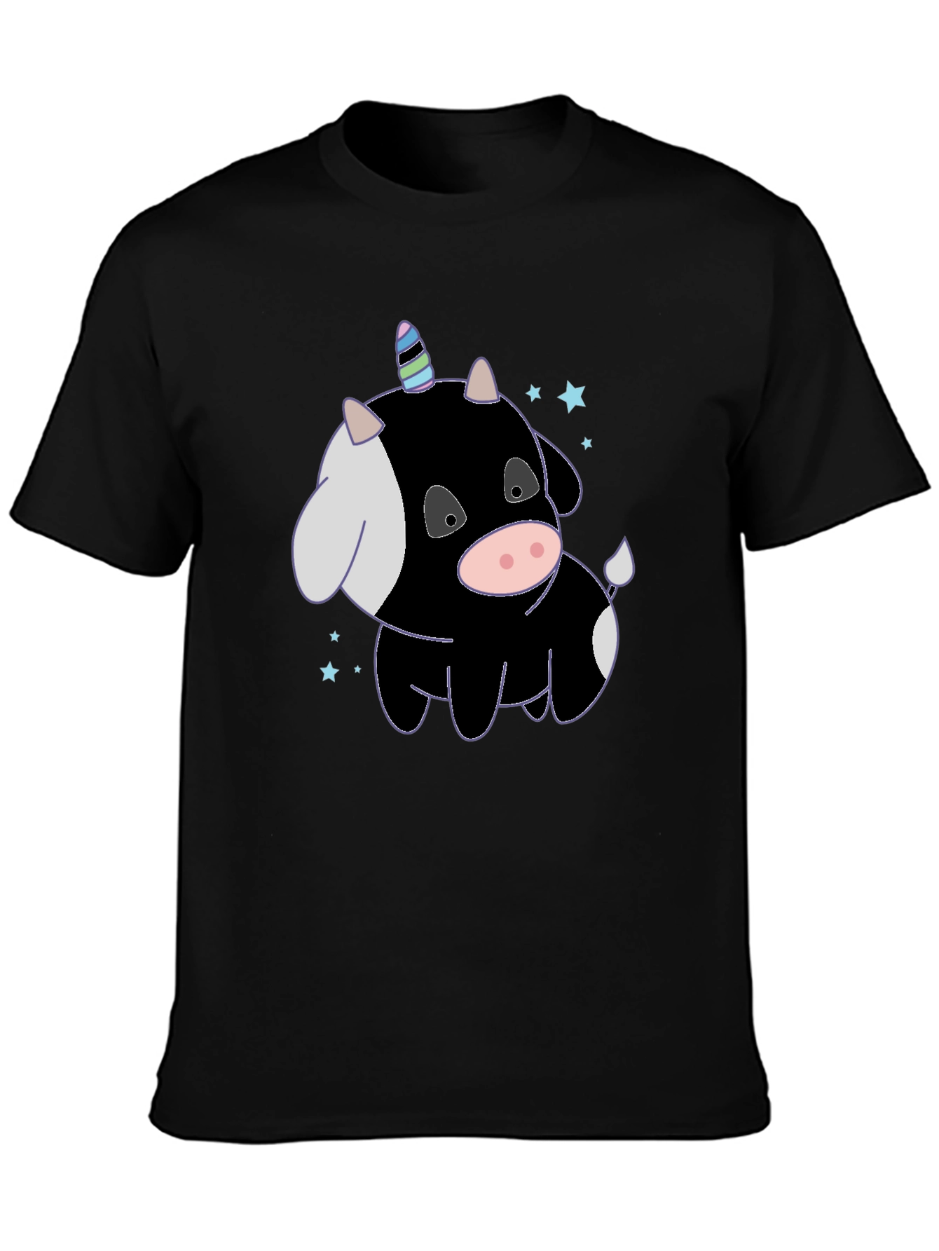 Black Unicorn Cow T-Shirt - Whimsical & Fun! view 3