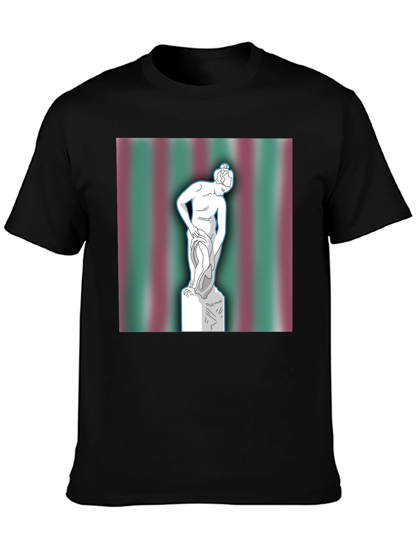 Black Statue Graphic Tee - Classic Art on Black Cotton T-Shirt view 3
