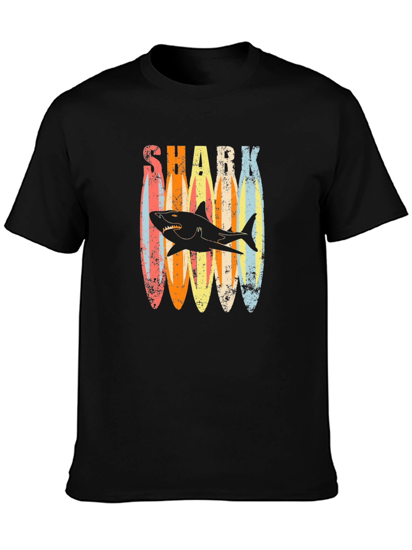 Retro Shark Surfboard T-Shirt - Casual Graphic Tee - 3
