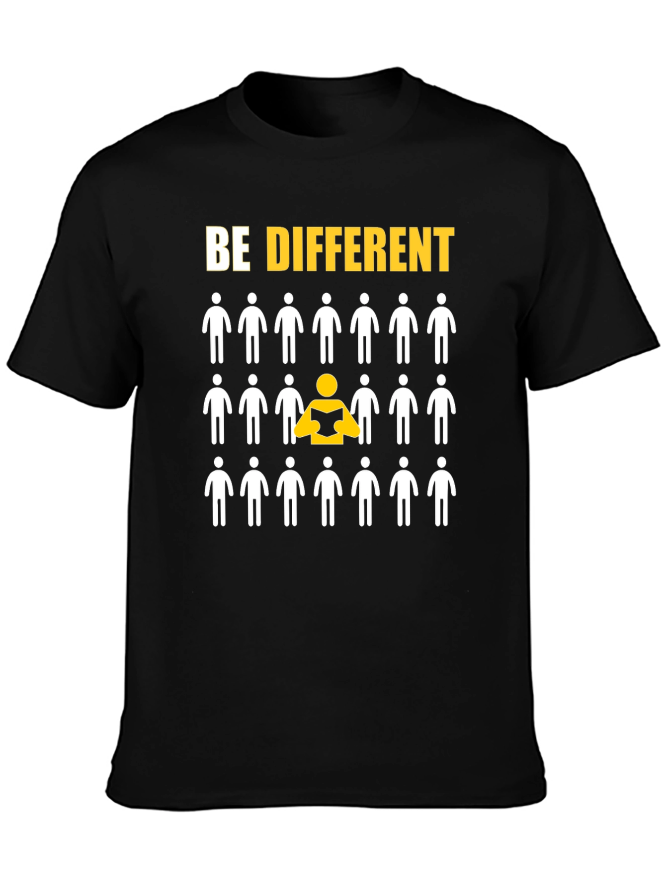 Black Be Different Graphic Tee - Unisex Crew Neck T-Shirt view 3