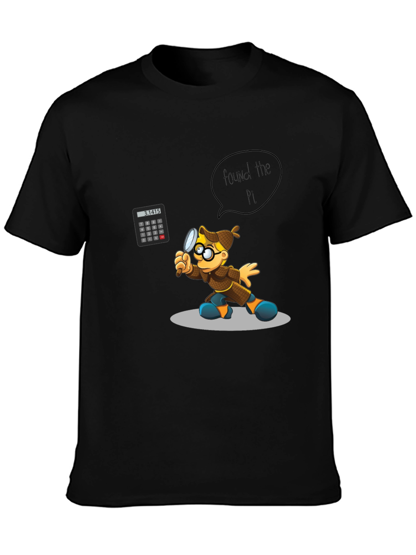 Black Found the Pi T-Shirt - Math Detective Design view 3