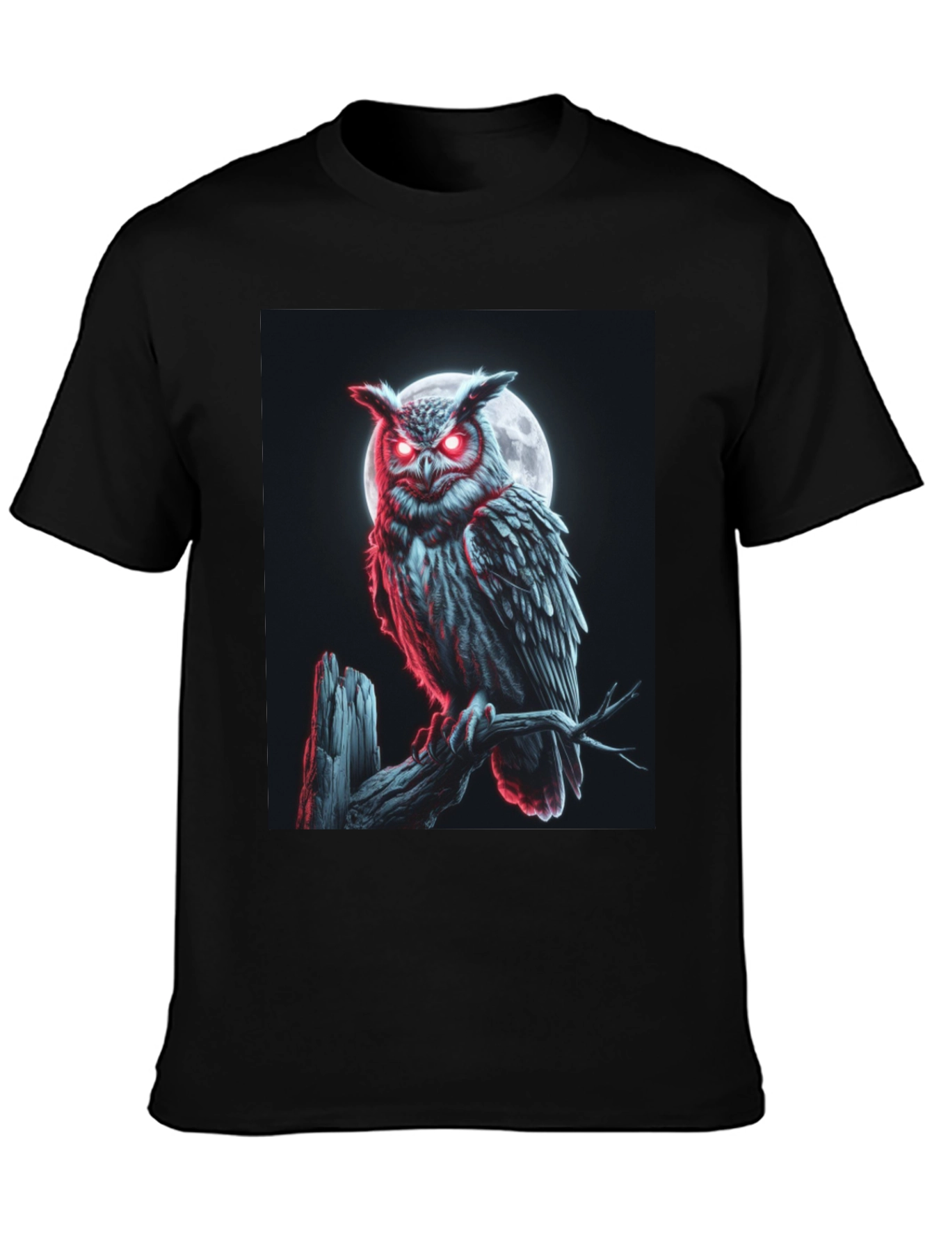 Black Men's Owl Graphic T-Shirt - Moonlit Perch Design view 3
