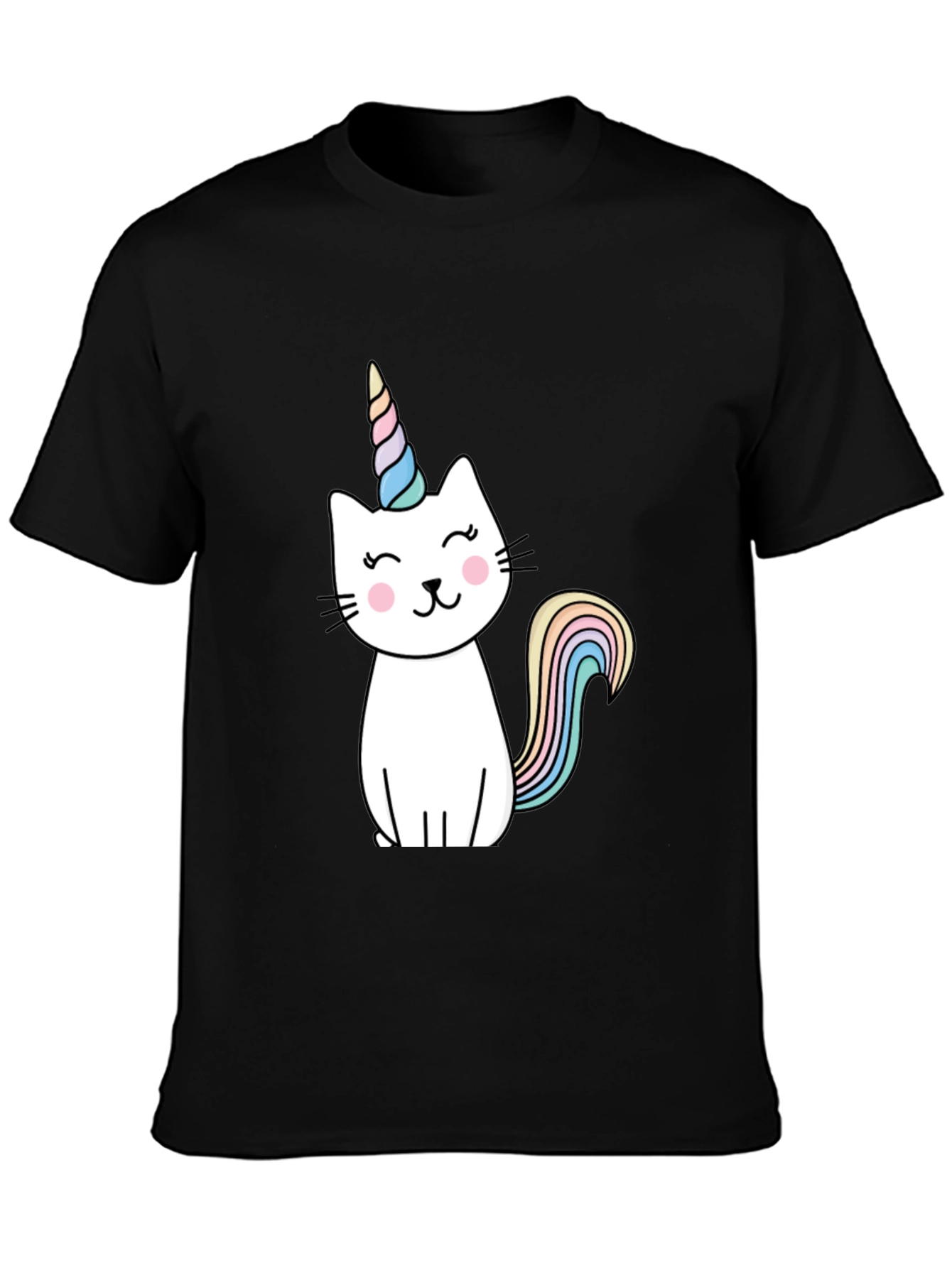 Black Unicat T-Shirt - Black, Cotton Blend, Cute Design view 3