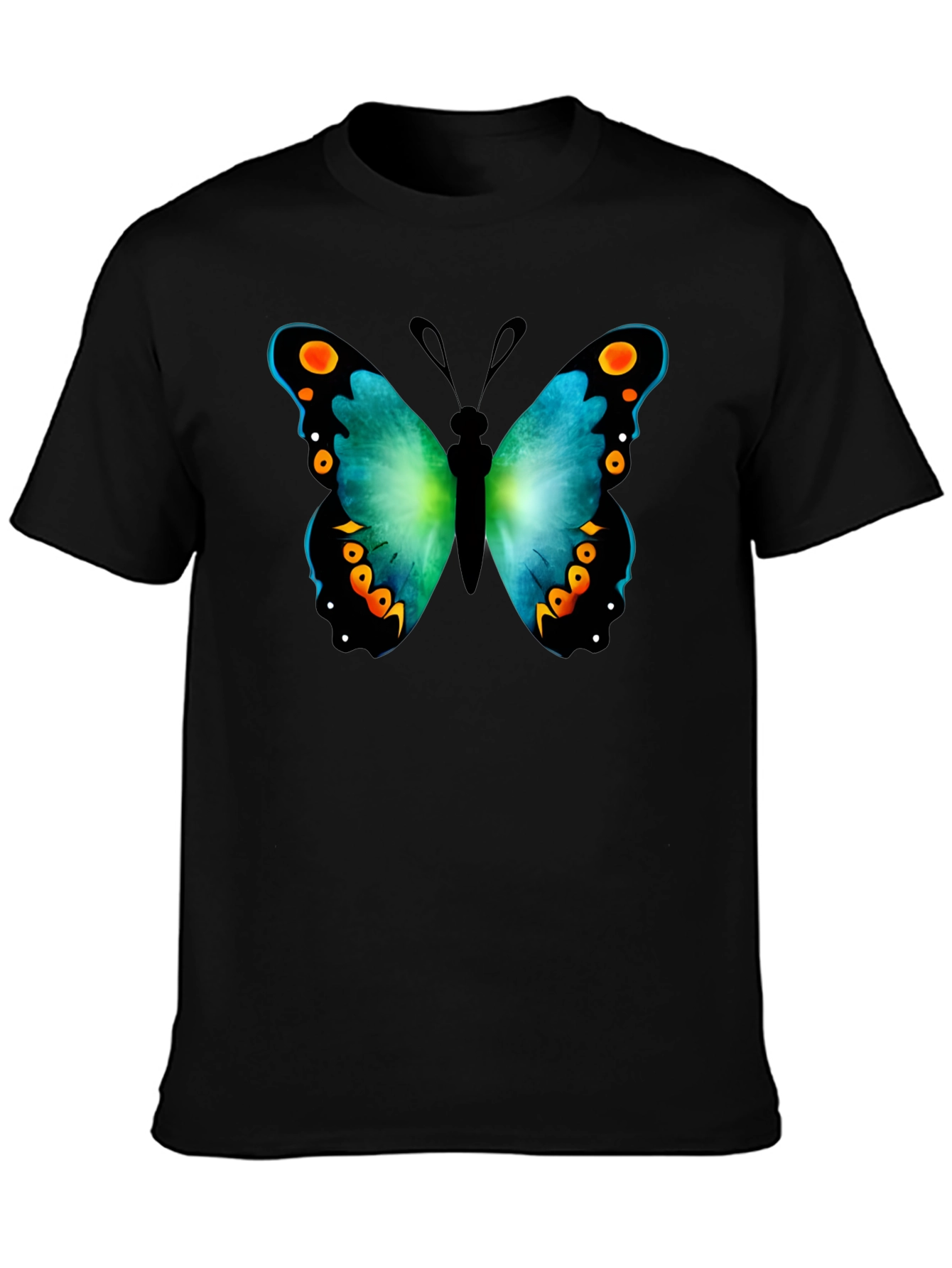 Black Butterfly Graphic Print Crew Neck T-Shirt view 3