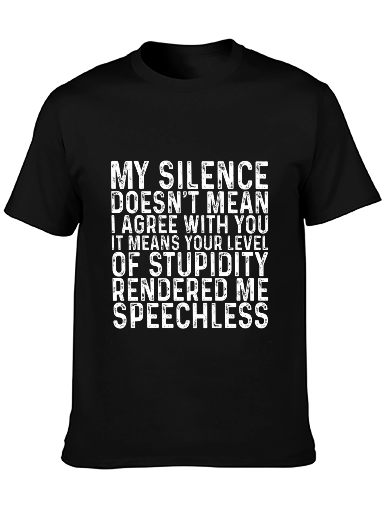 Black Funny Silence Speechless Novelty Graphic T-Shirt view 3