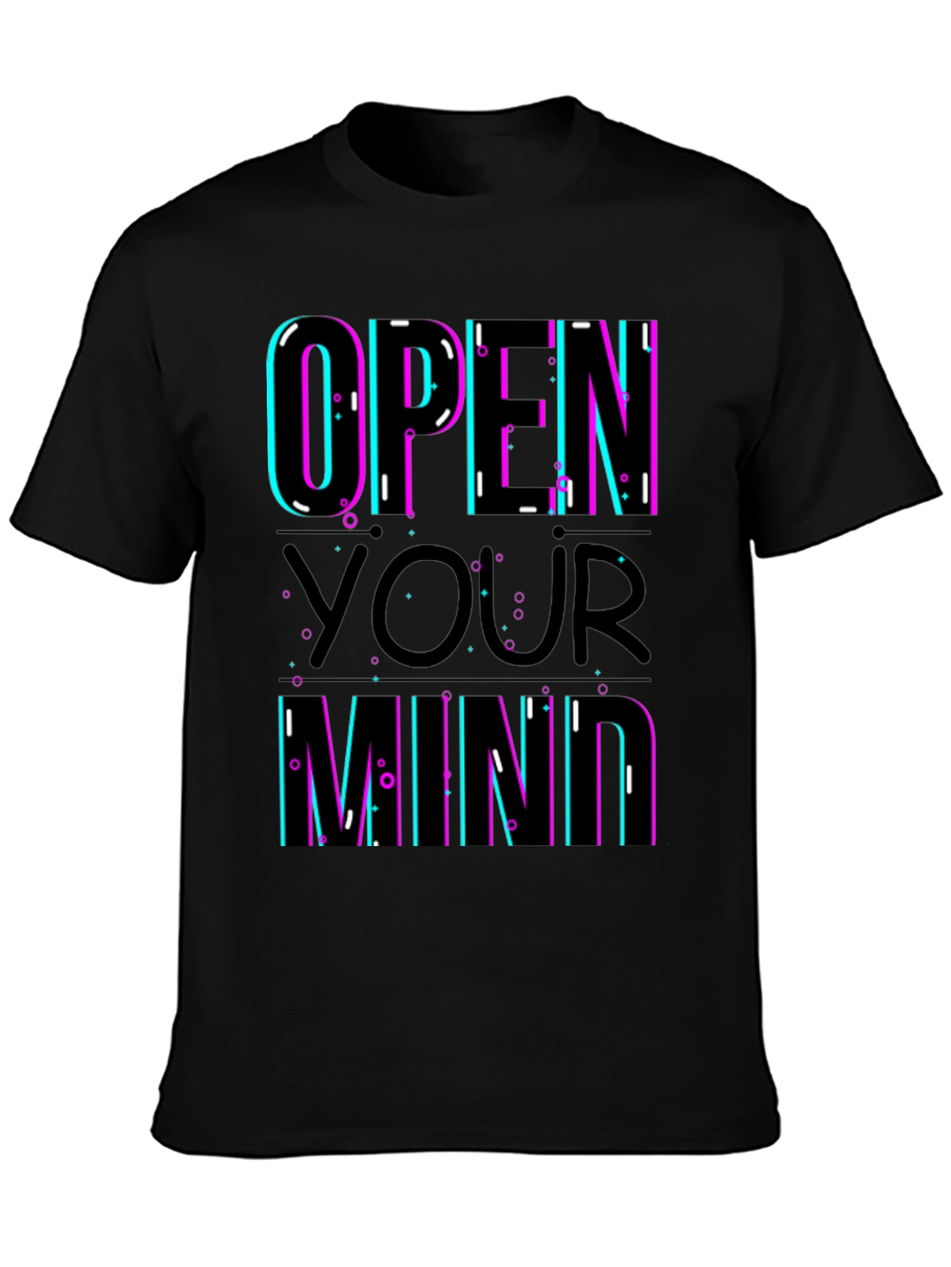 Black Open Your Mind Graphic T-Shirt - Trendy Design view 3