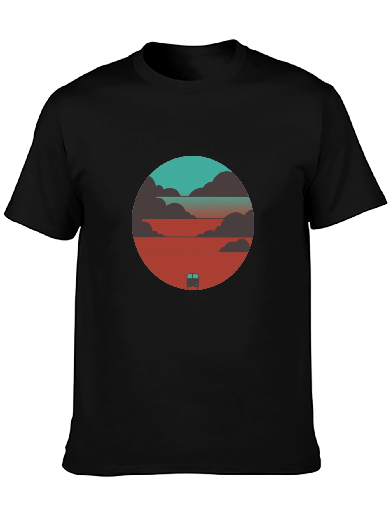 Black Sunset Journey Graphic Tee - Black Cotton Blend view 3