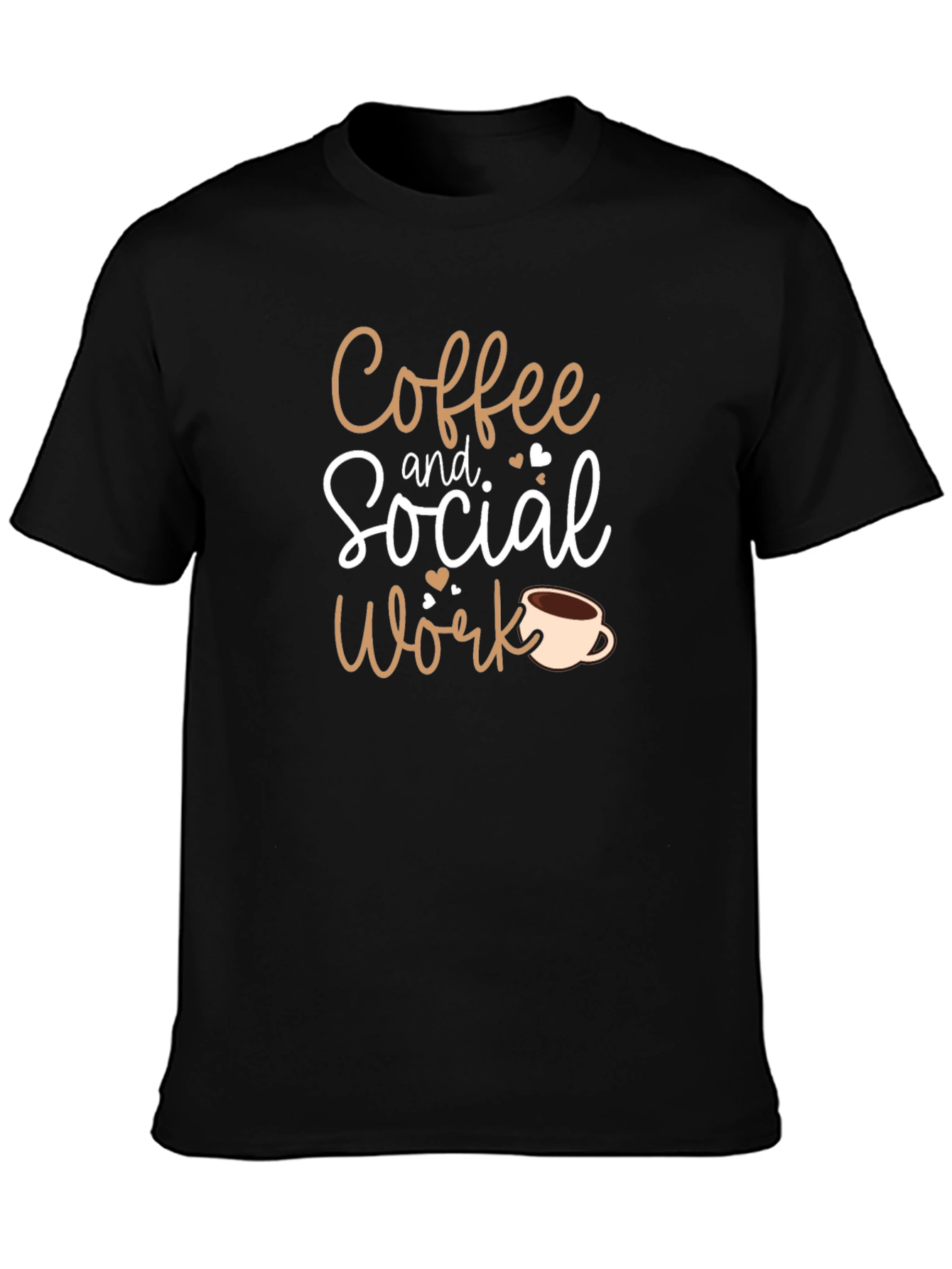 Black Coffee and Social Work Black T-Shirt view 3