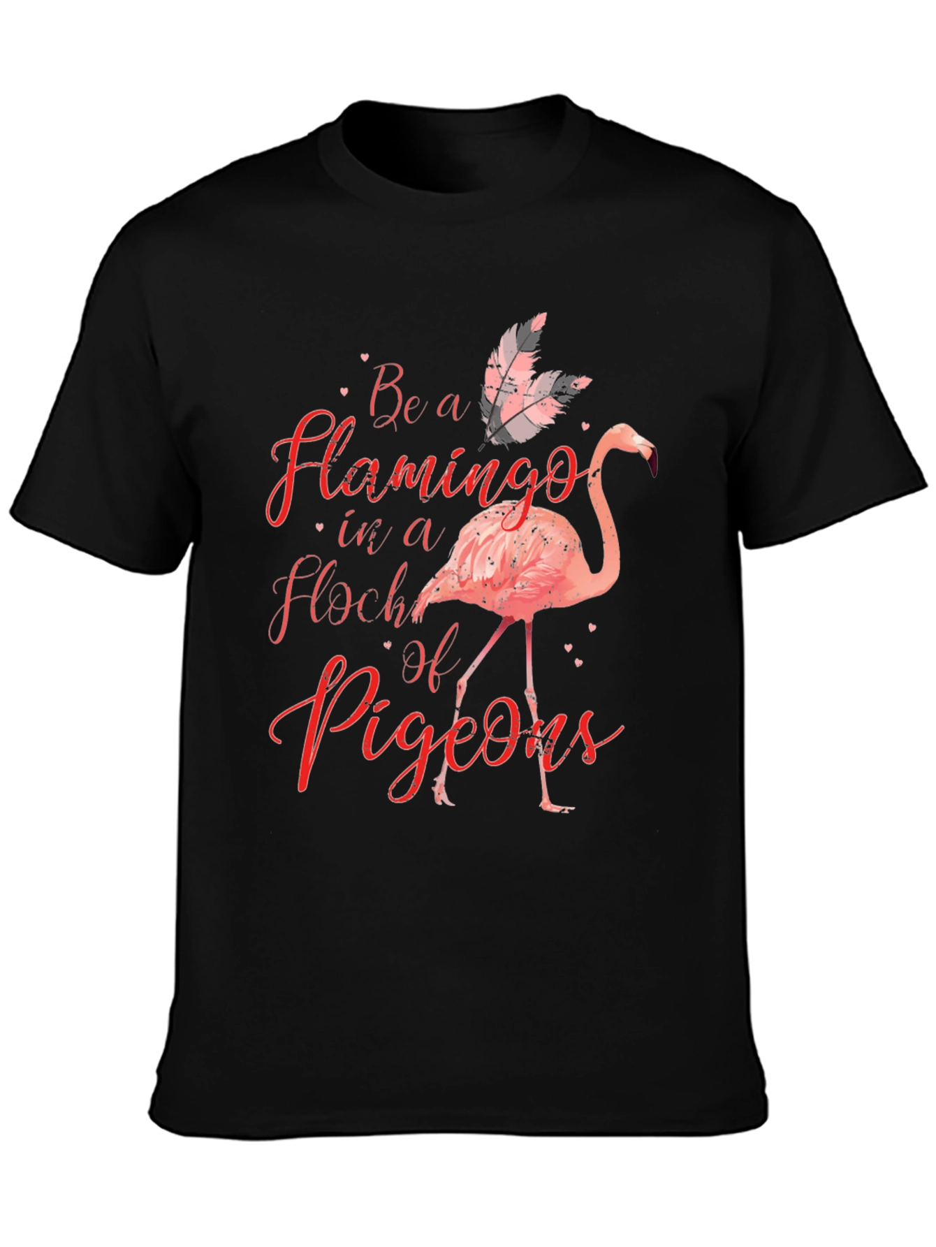 Black Be a Flamingo T-Shirt - Novelty Graphic Tee view 3