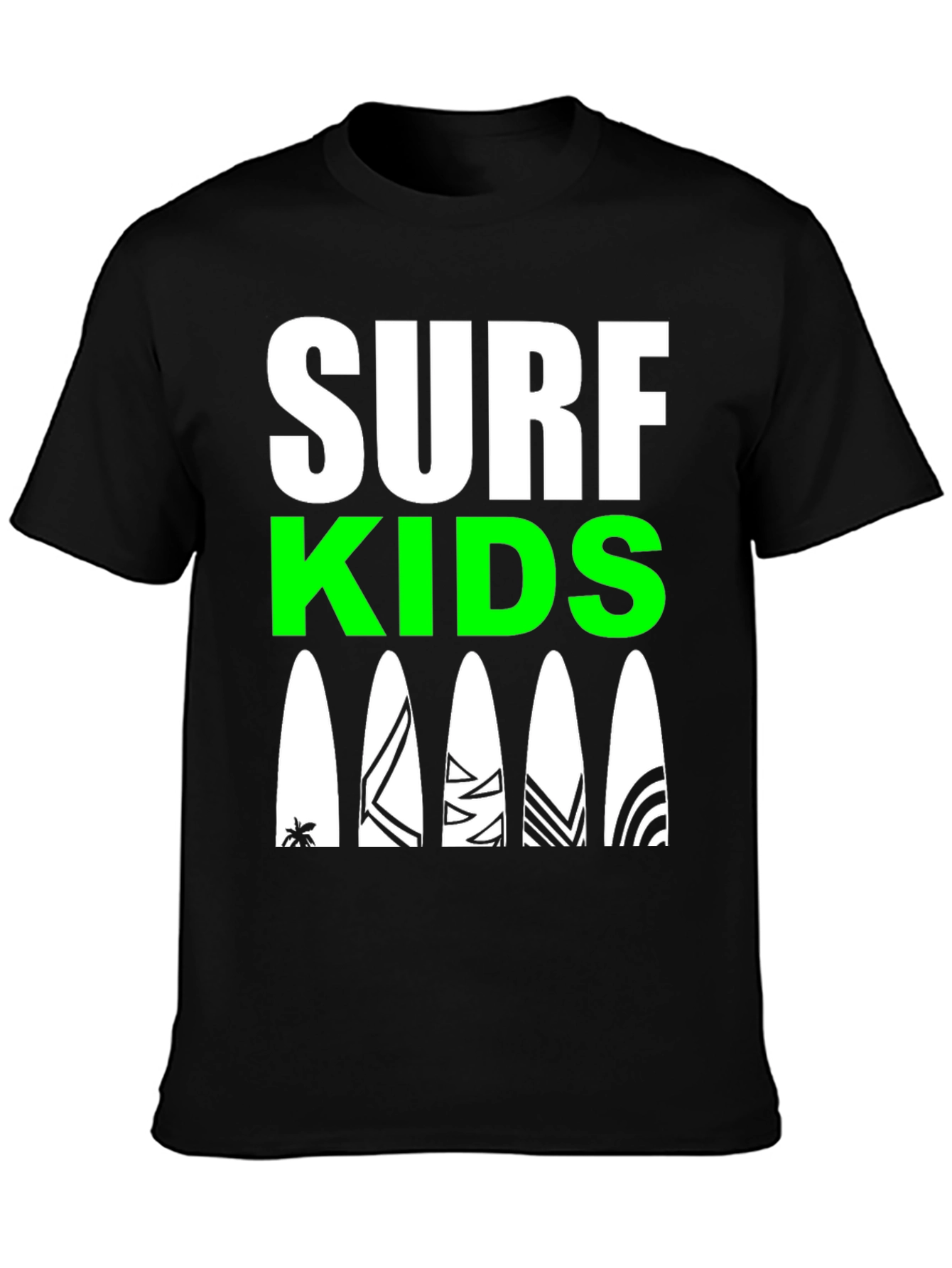 Black Surf Kids Graphic Tee - Black Cotton Surfboard Design view 3