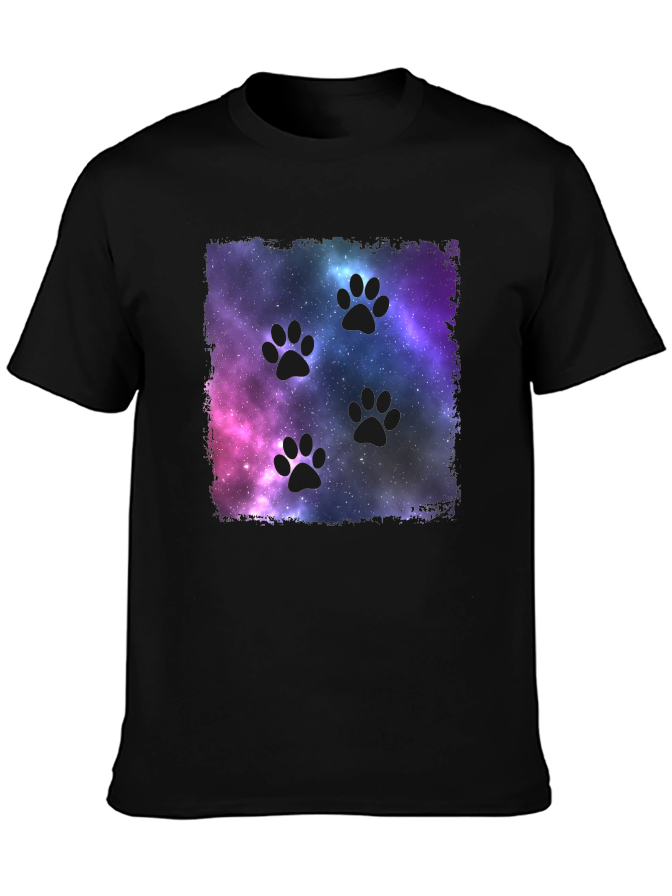 Black Galaxy Paw Print T-Shirt view 3
