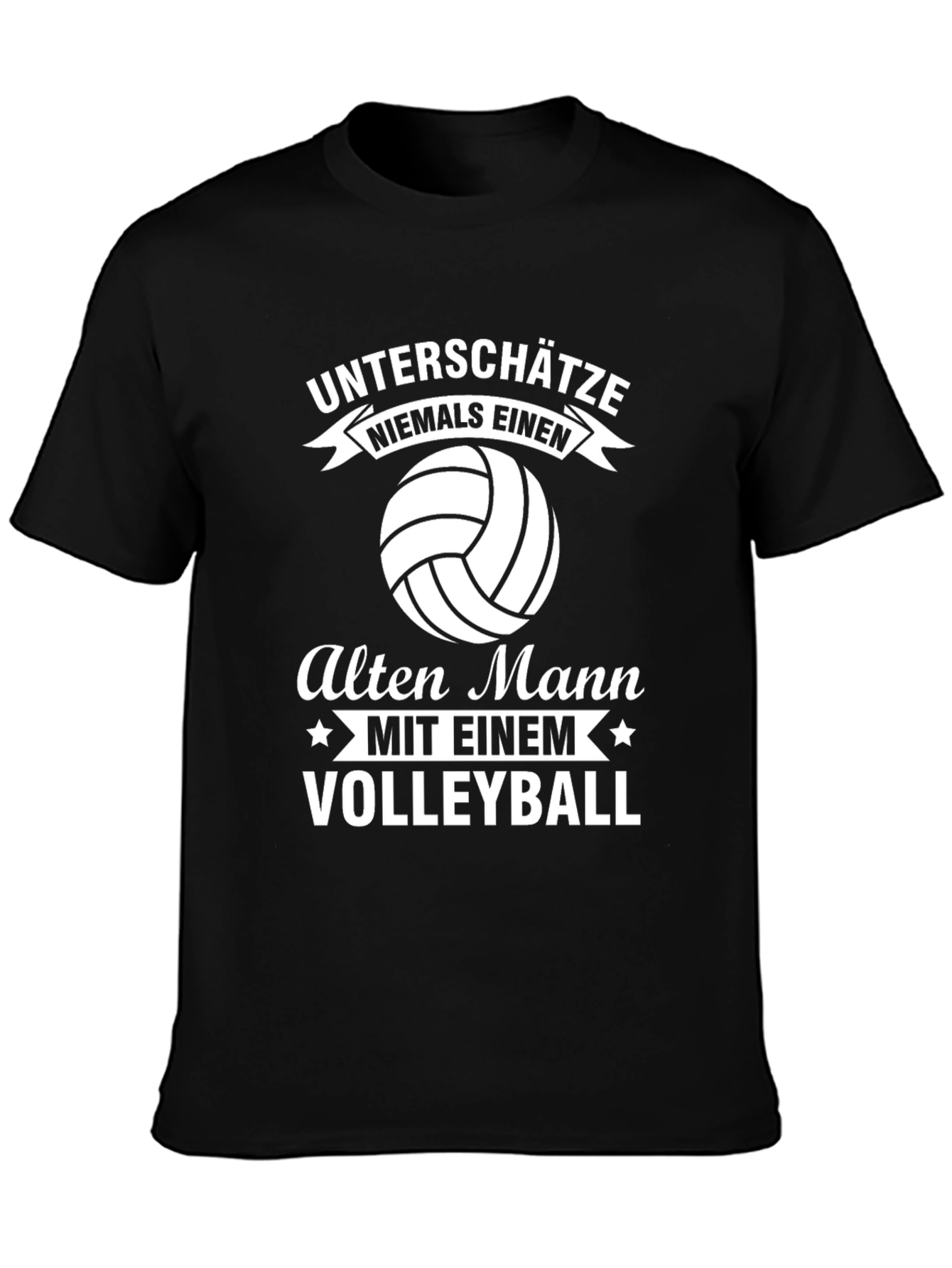 Black Never Underestimate Old Man Volleyball Black T-Shirt view 3