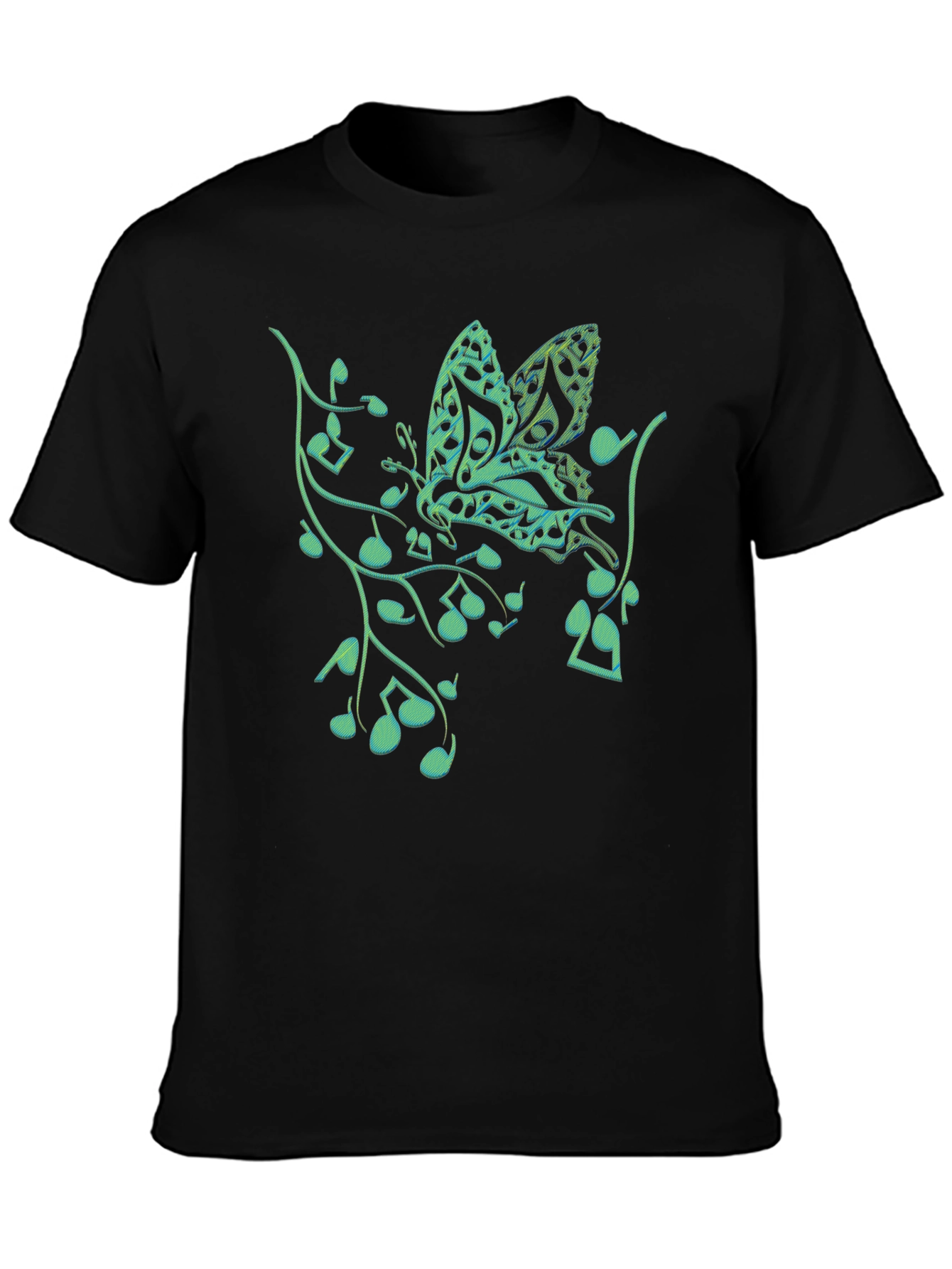 Black Music Butterfly Graphic T-Shirt view 3