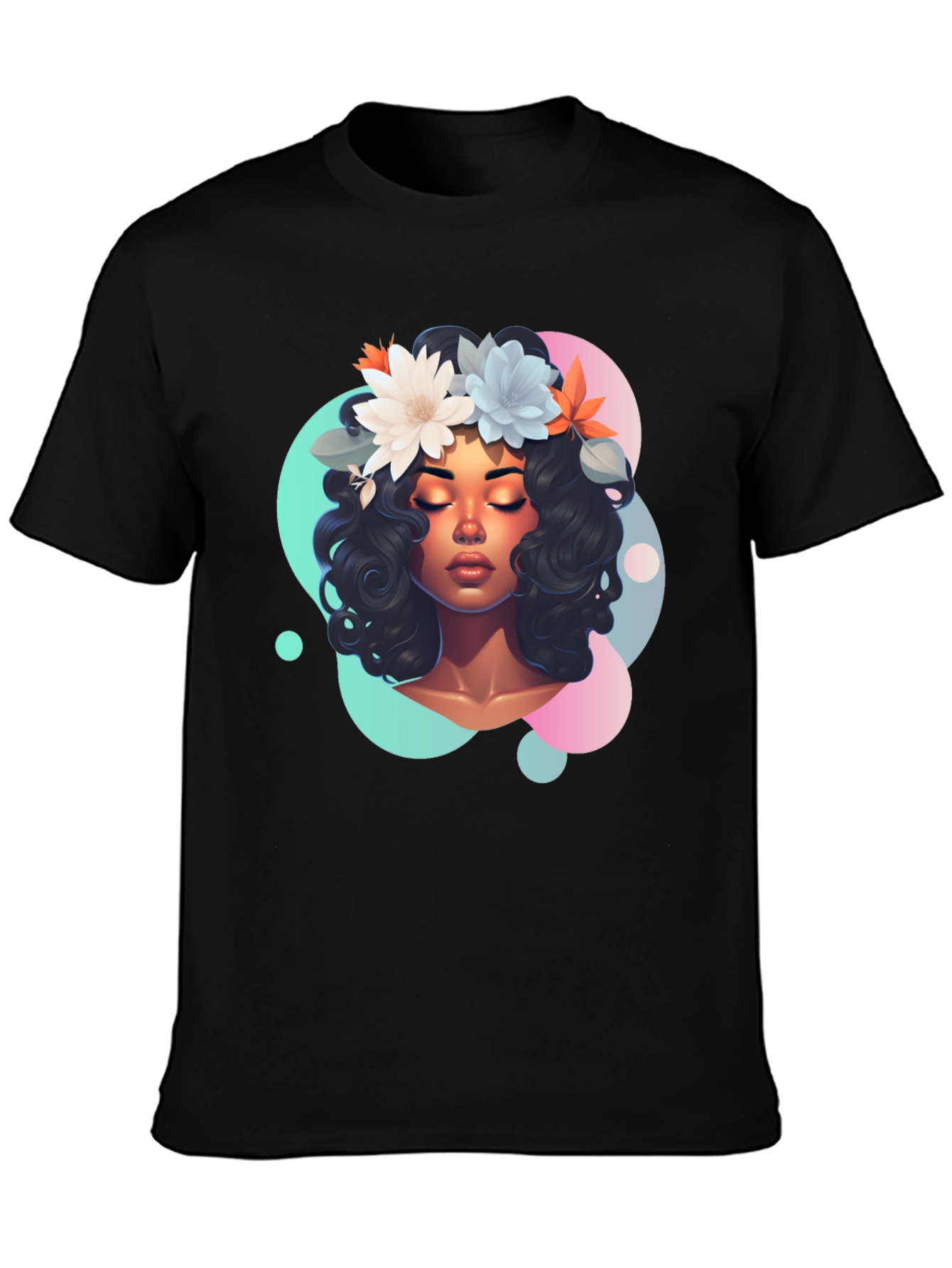 Black Floral Dream T-Shirt - Women's Graphic Tee view 3