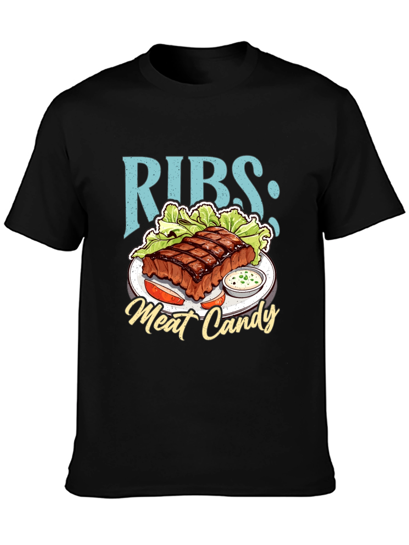 Black RIBS: Meat Candy T-Shirt - BBQ Lover Tee view 3