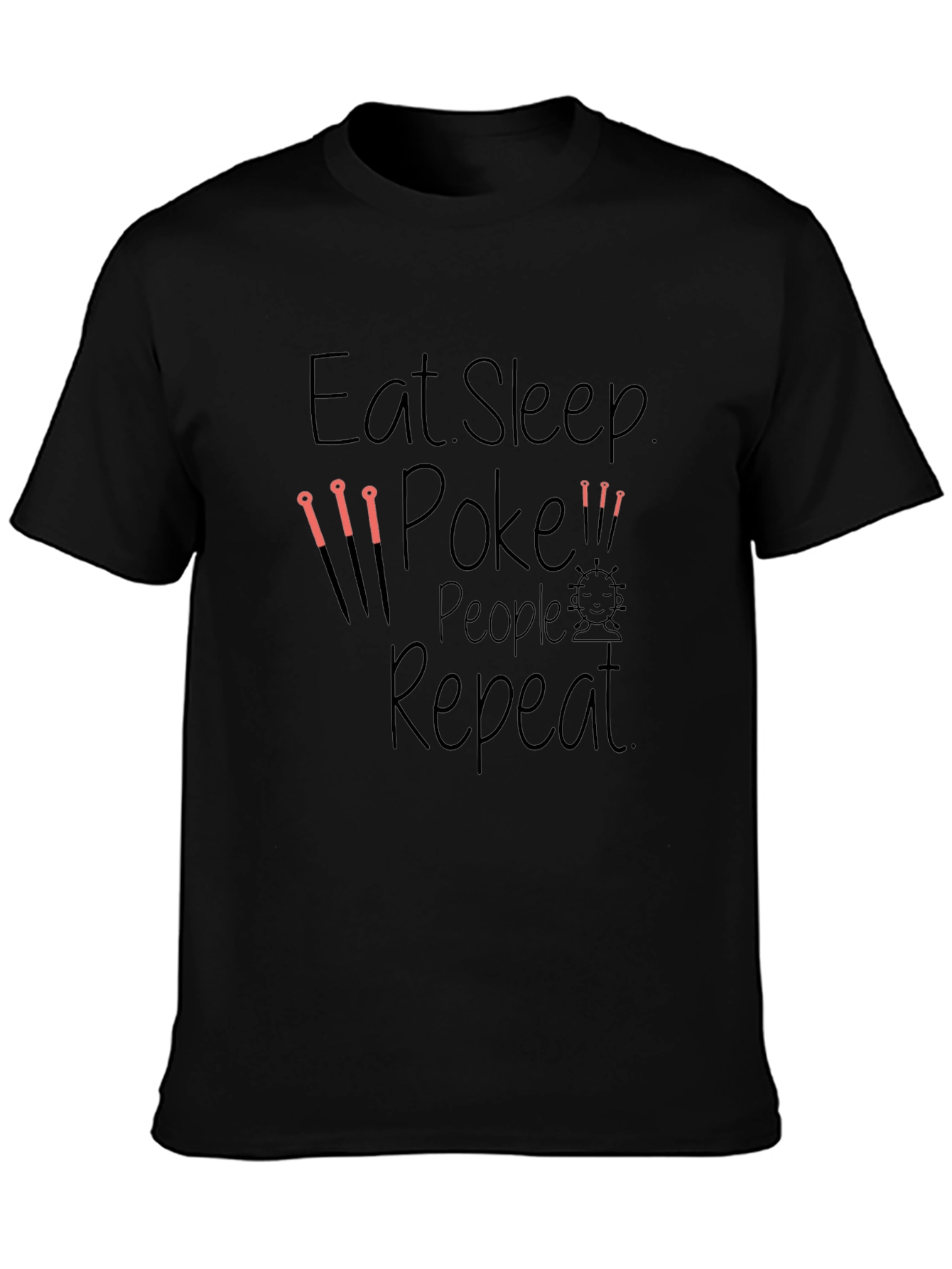 Black Eat Sleep Poke People Repeat Black T-Shirt view 3