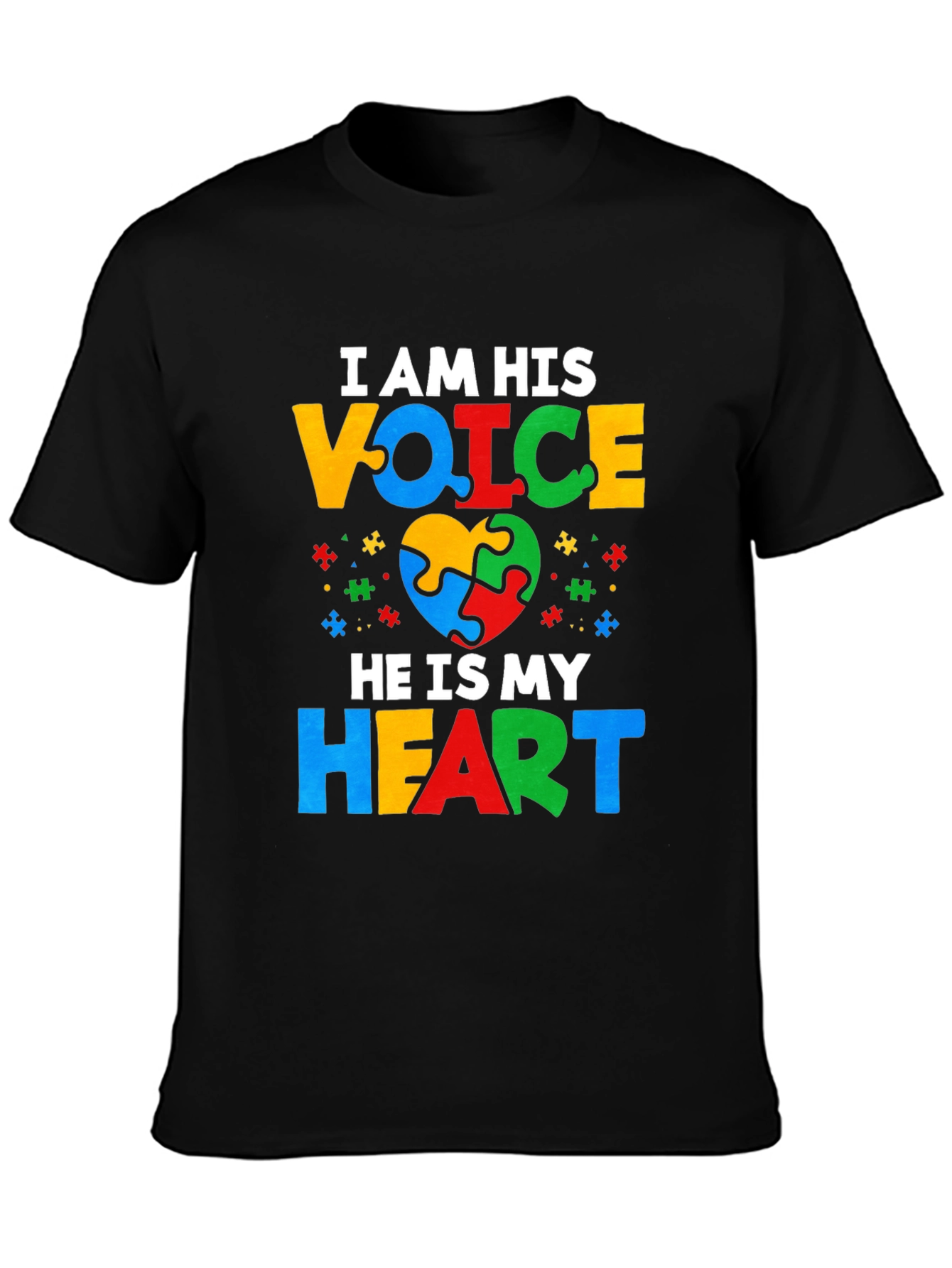 Black Autism Awareness T-Shirt - I Am His Voice view 3