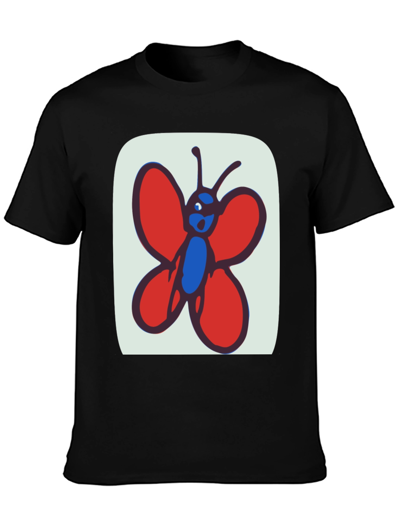Black Whimsical Butterfly Graphic Tee - Soft Cotton Black T-Shirt view 3
