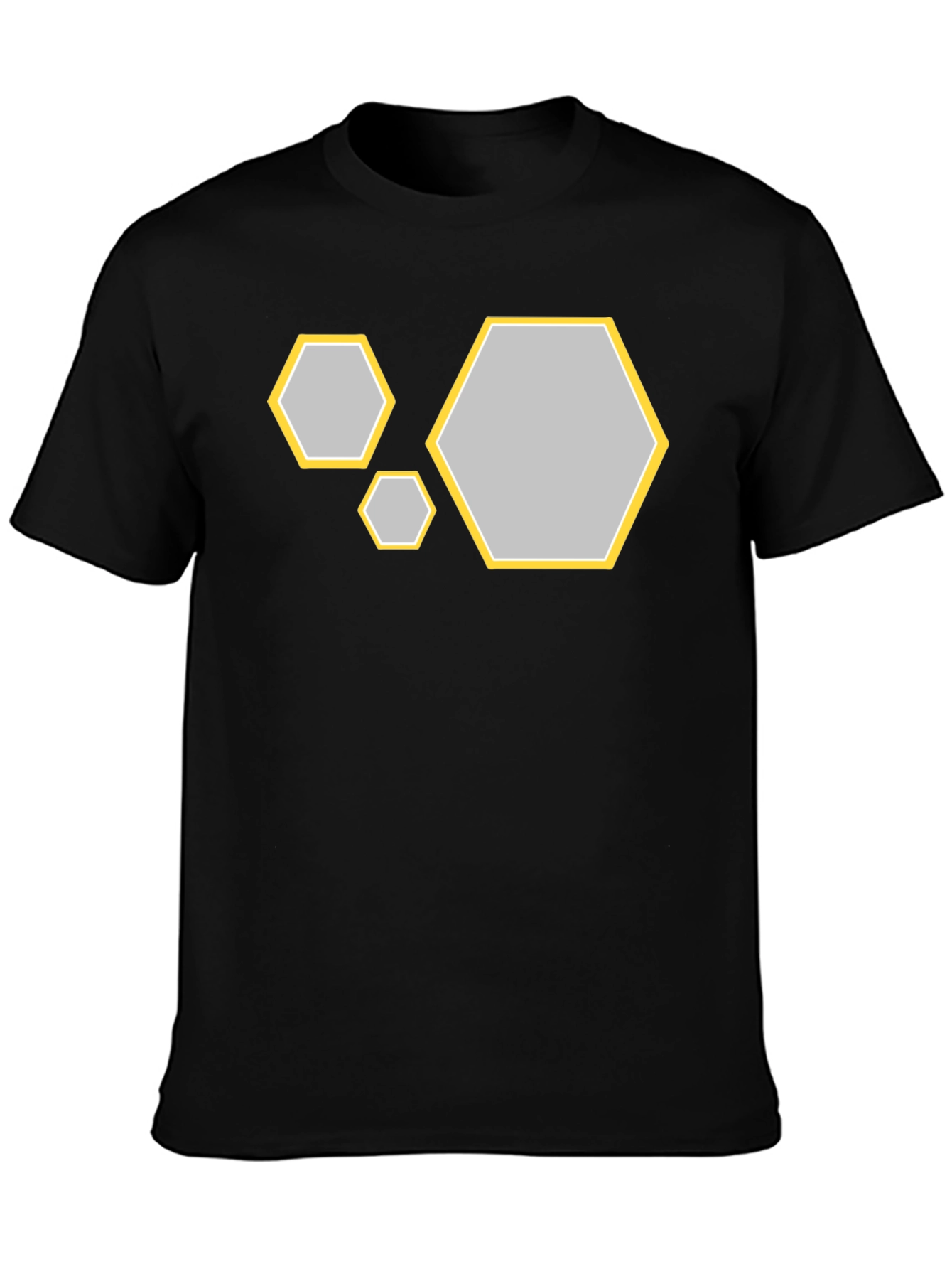 Black Geometric Hexagon Graphic T-Shirt view 3