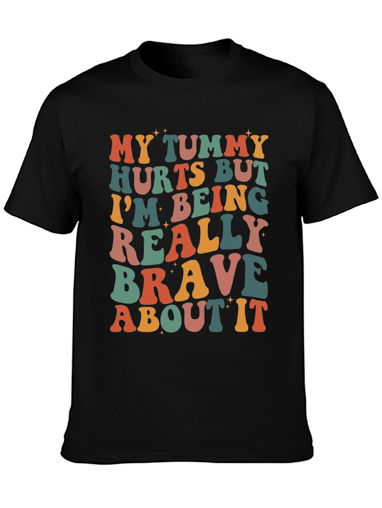 Black Funny Tummy Hurts Brave Graphic Tee view 3