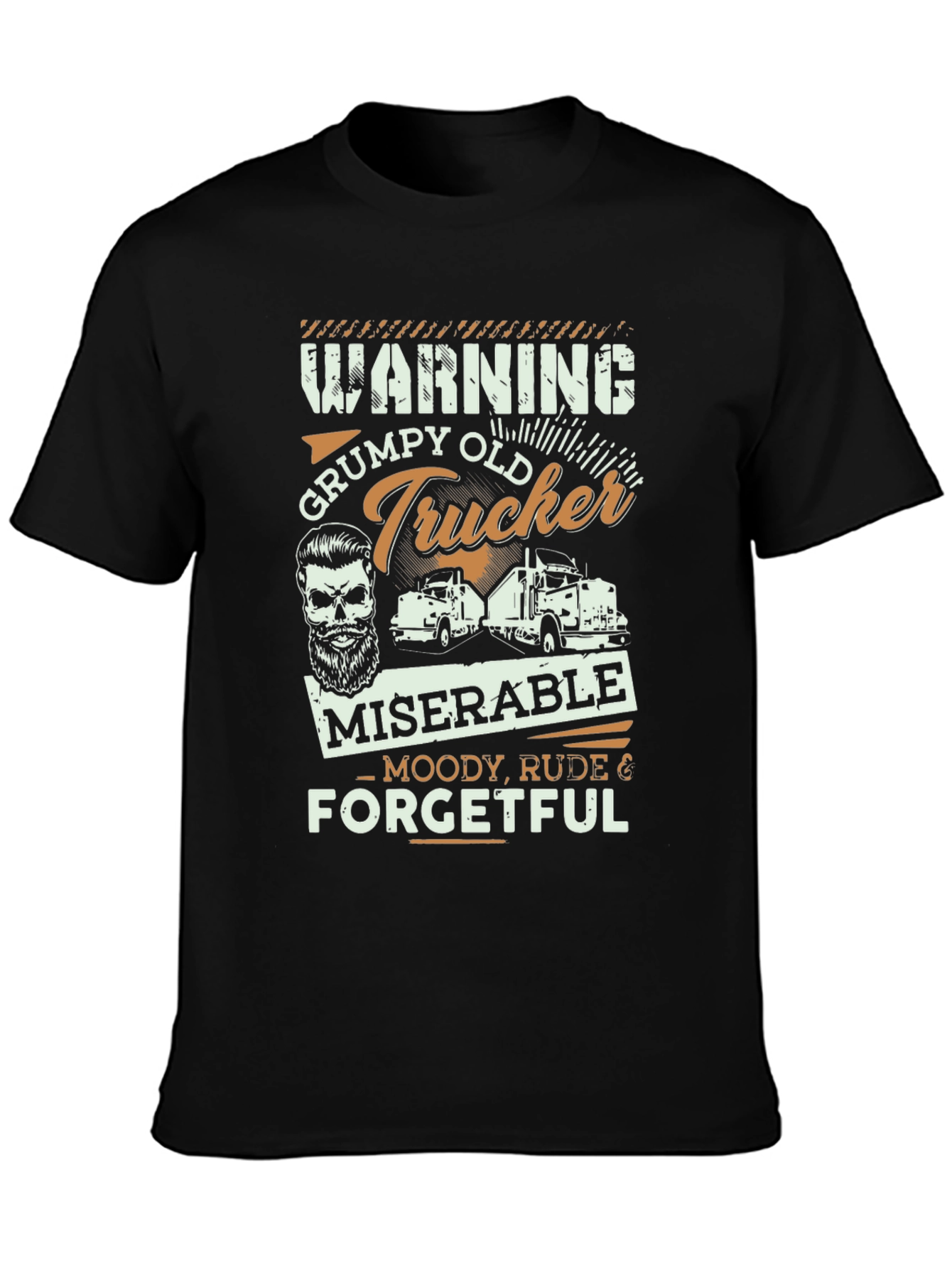 Black Grumpy Old Trucker T-Shirt - Moody, Rude, Forgetful Tee view 3