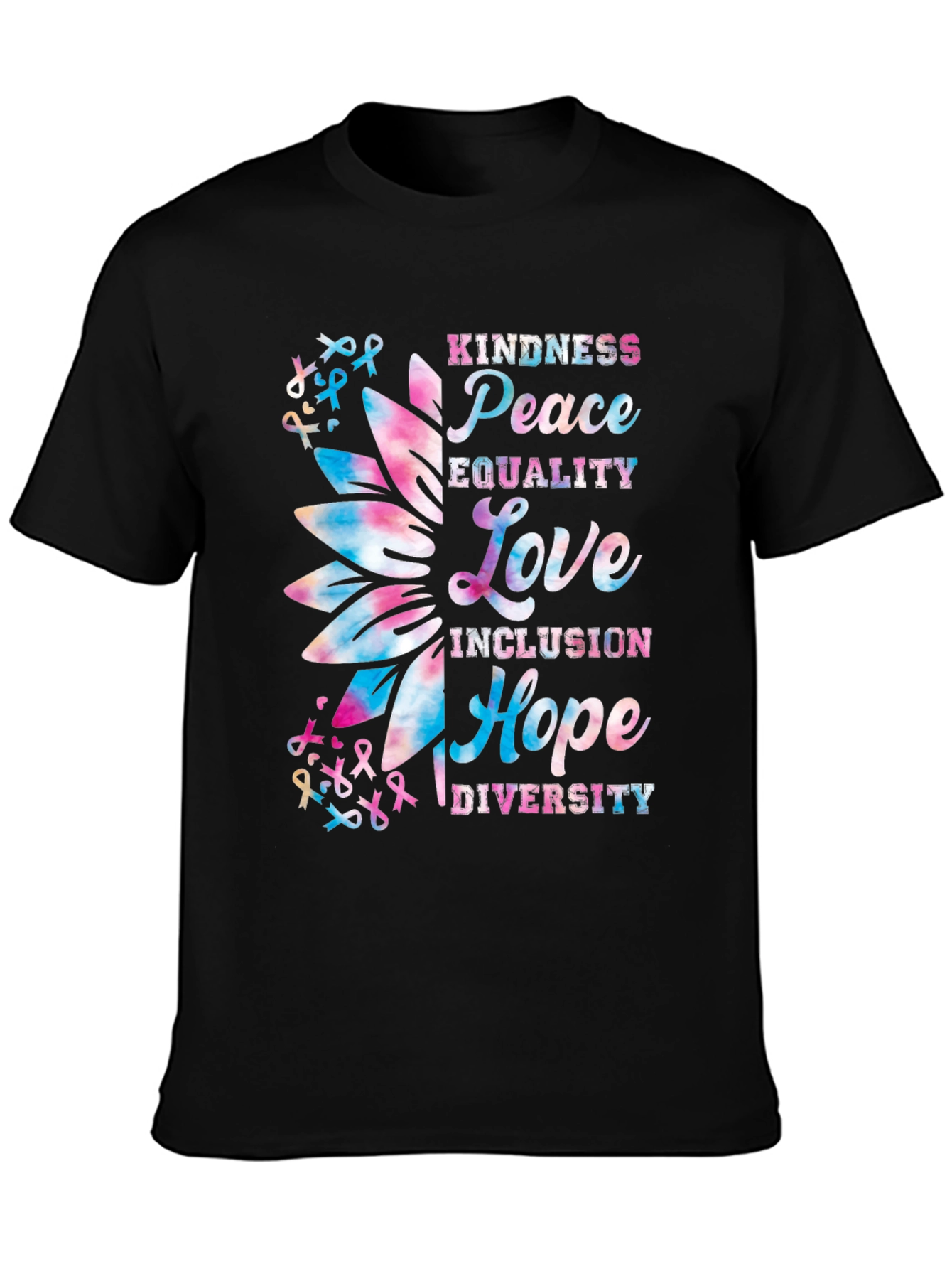 Black Kindness Peace Equality Love T-Shirt view 3