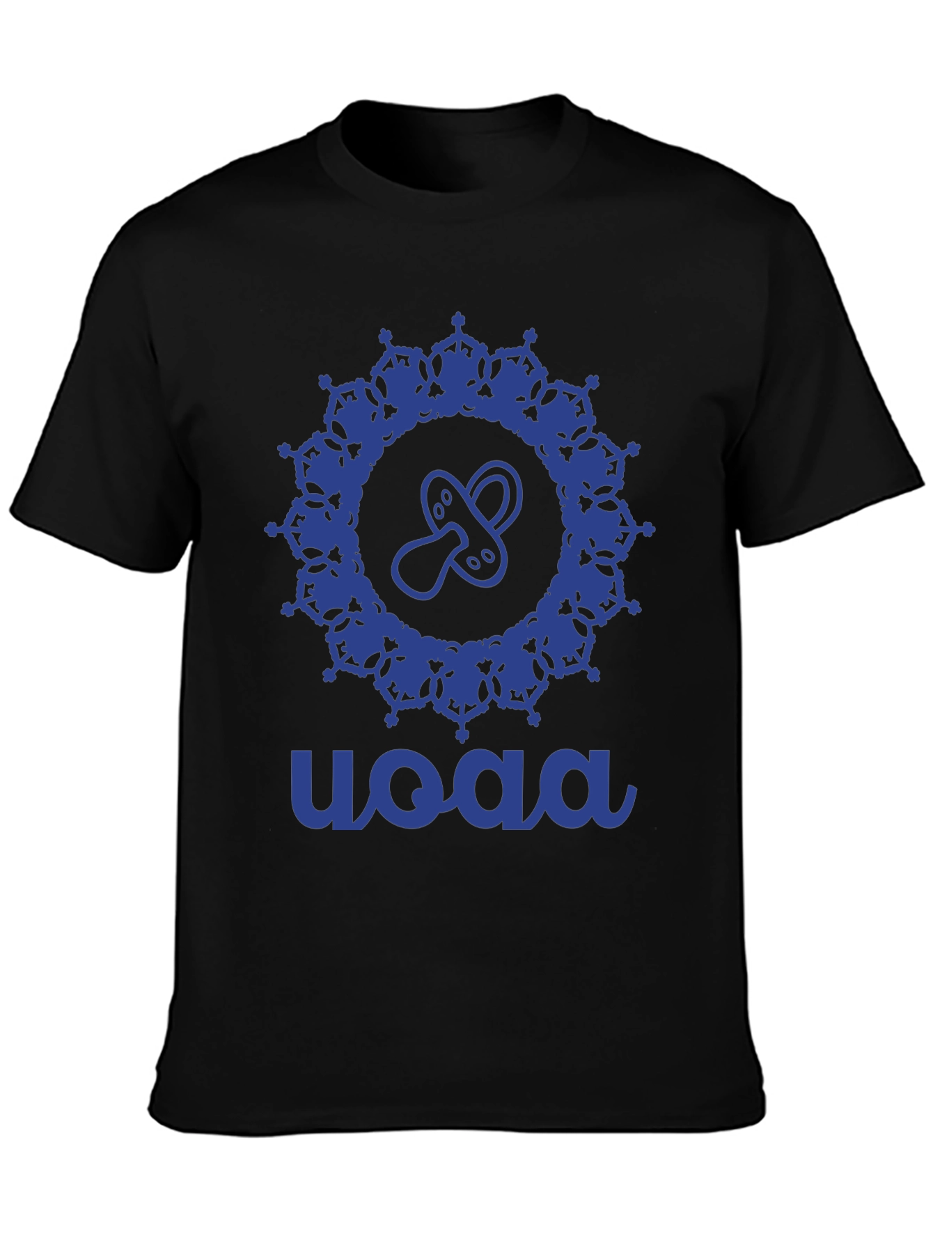 Black Stylish Blue Baby Pacifier Mandala Black T-Shirt view 3